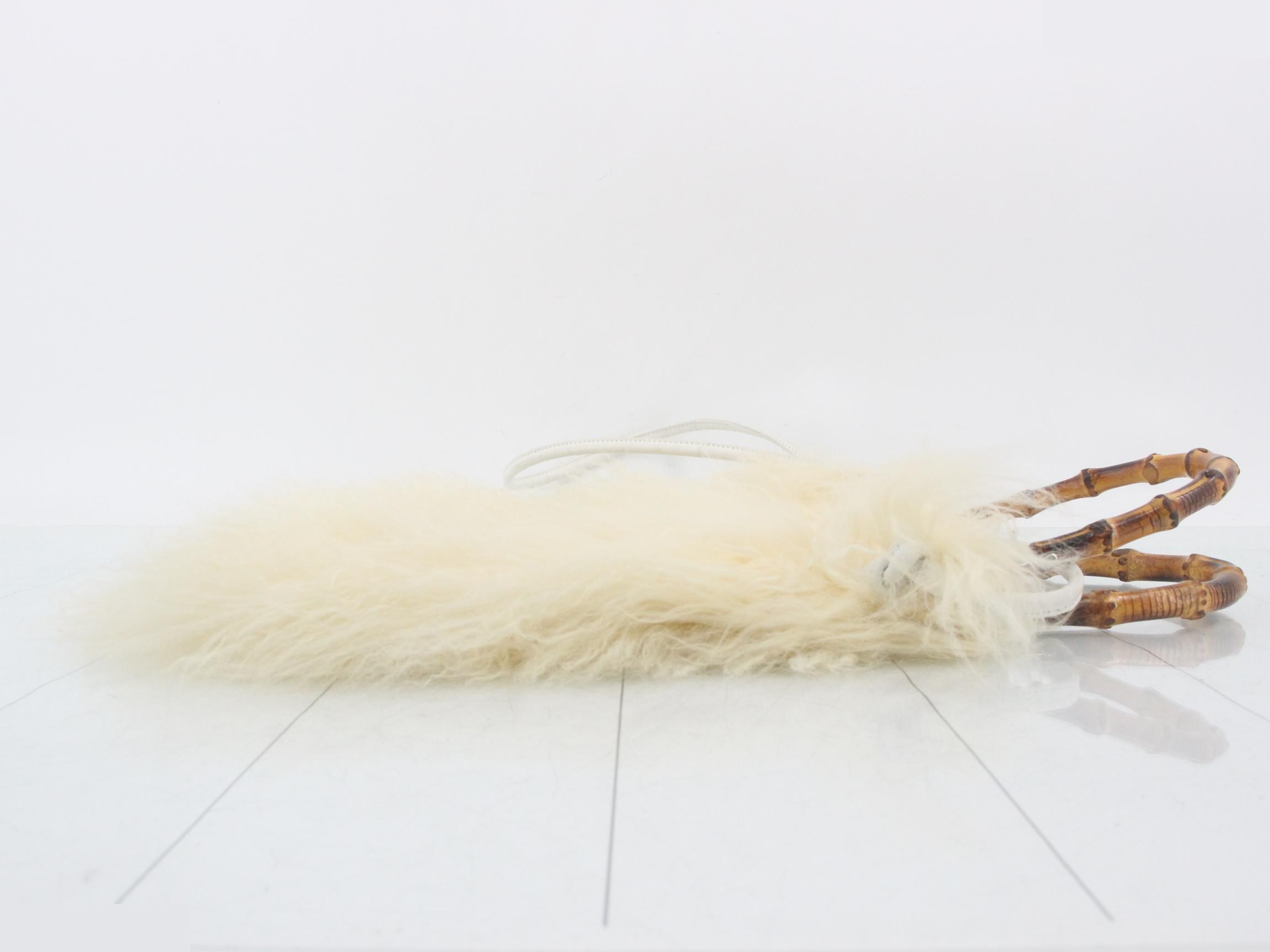 Fur and bamboo 2-way shoulder bag — view 3