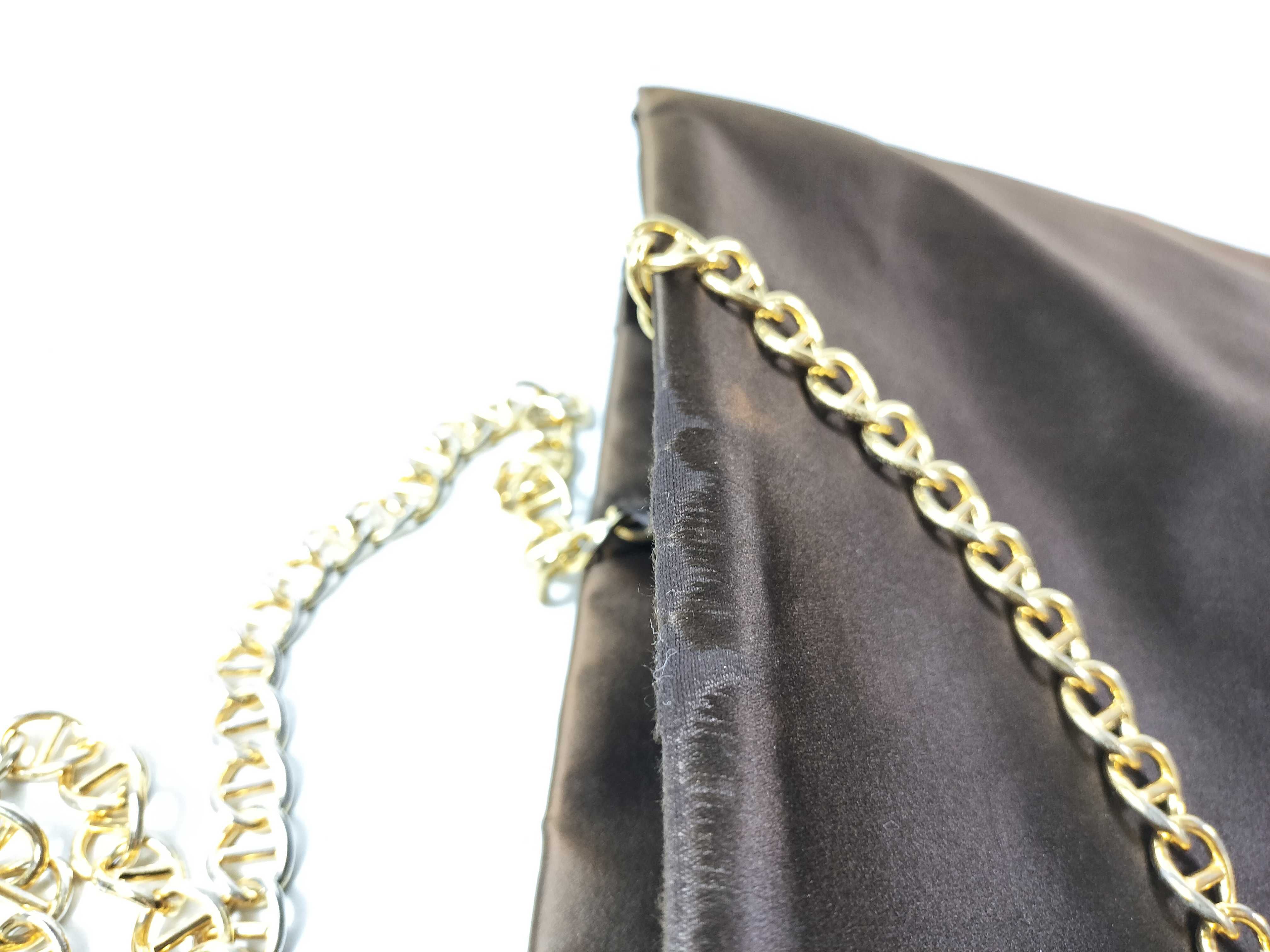Satin Triangle Logo Gold Chain Dark Brown Tote Bag Shoulder Bag Tote Bag — view 12