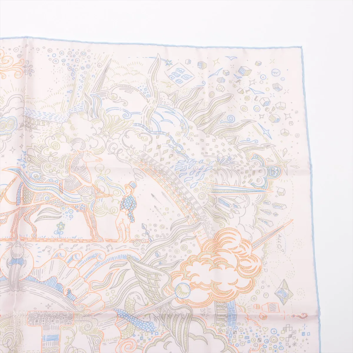 Carre 90 PLEASE HOLD THE LINE scarf, silk, pink. Shows signs of wear, — view 3