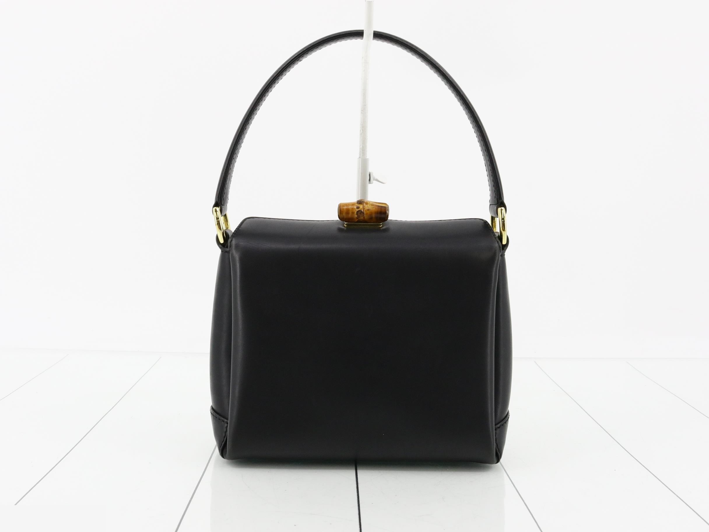 Bamboo Leather Turnlock Handbag 000.33.0240 Black — view 2
