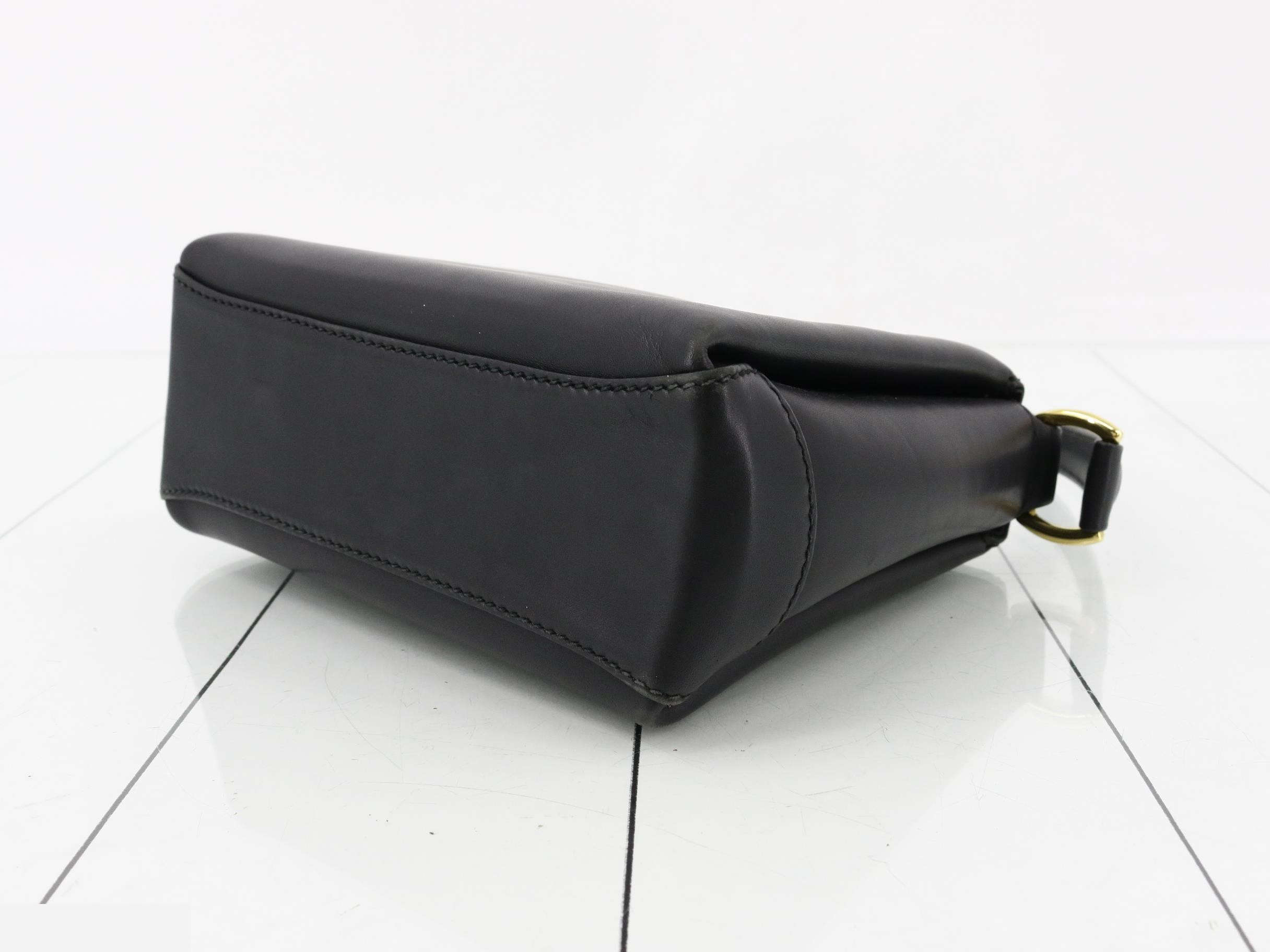 Bamboo Leather Turnlock Handbag 000.33.0240 Black — view 6