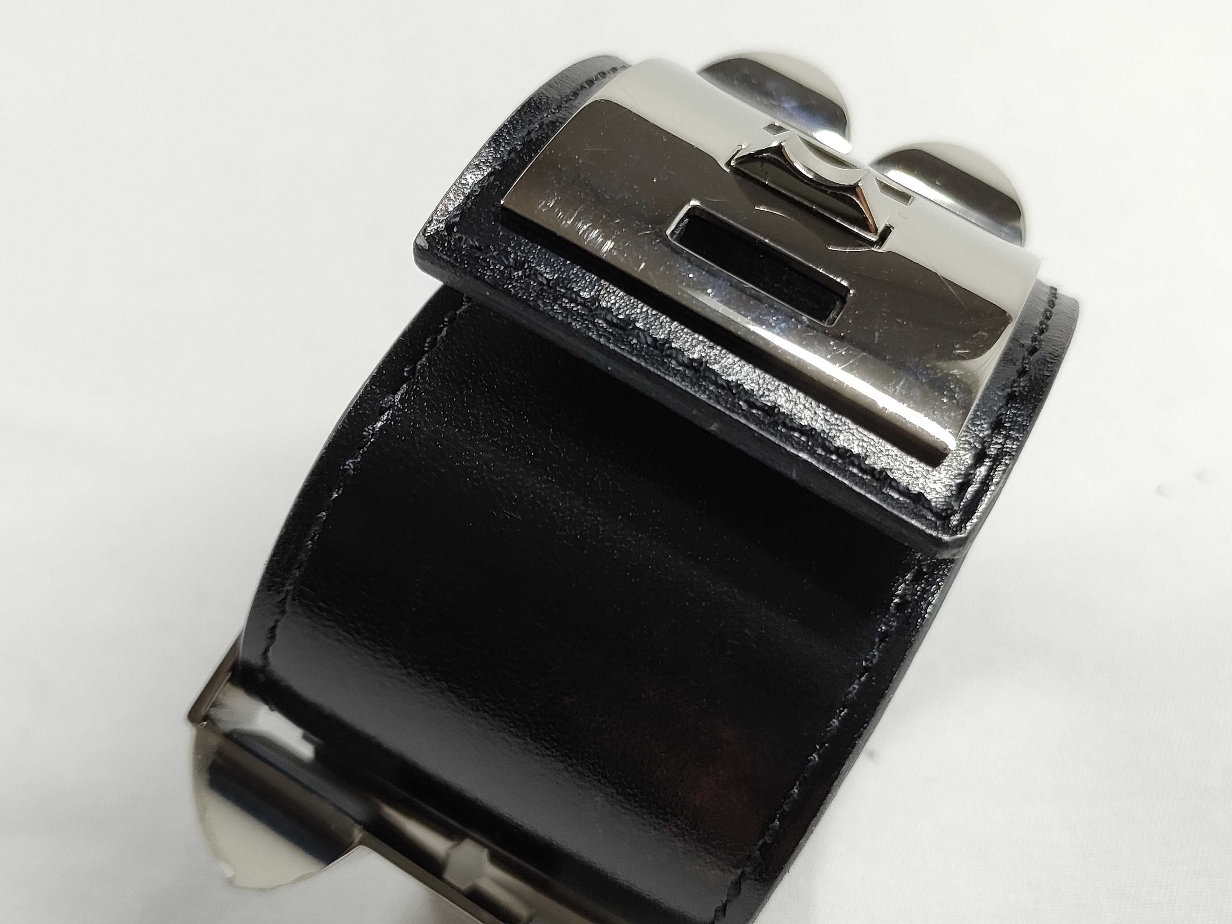 Collier de Chien Bracelet/Bangle, Black with Silver Hardware, X Stamp — view 2
