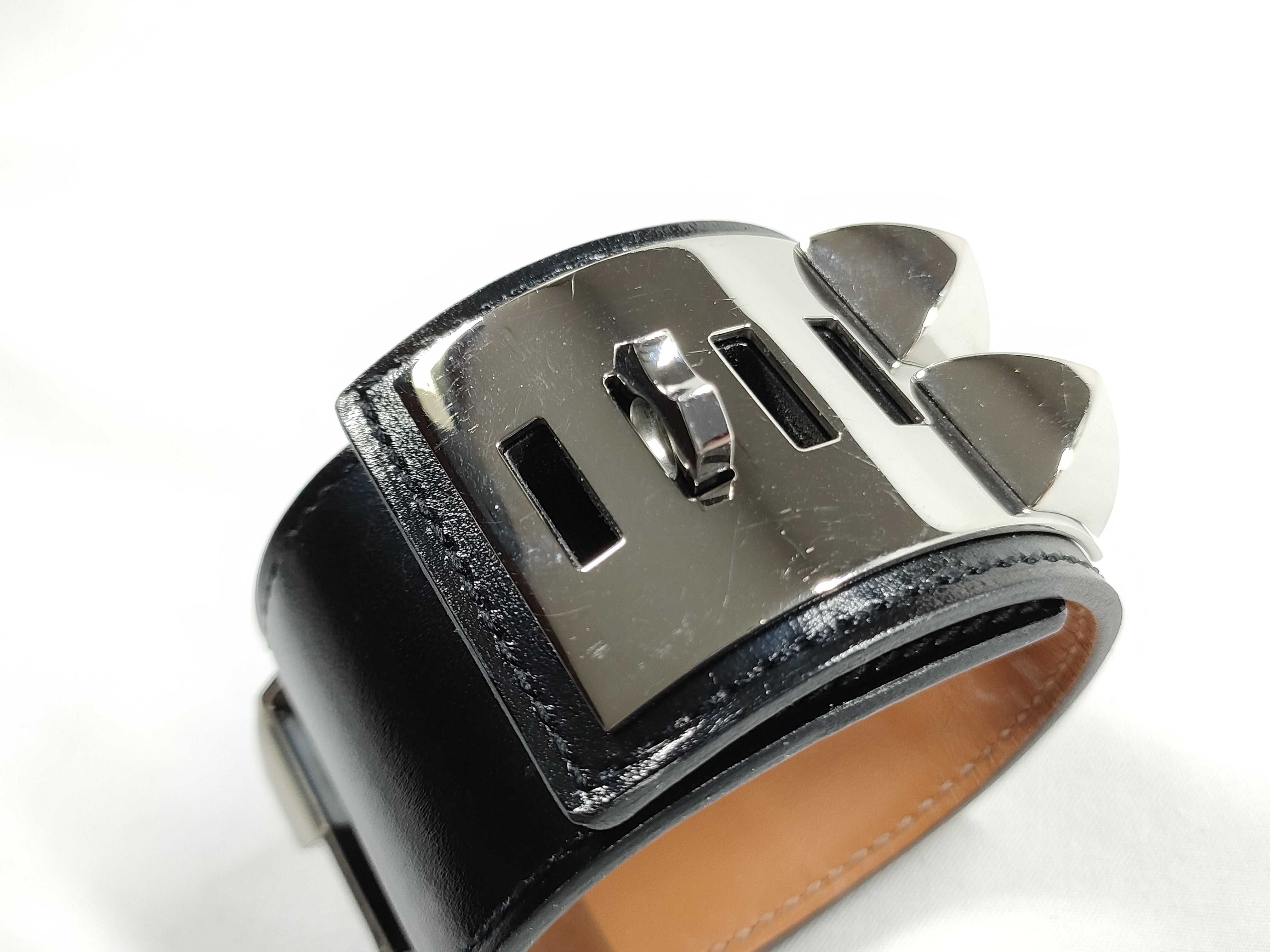 Collier de Chien Bracelet/Bangle, Black with Silver Hardware, X Stamp — view 11