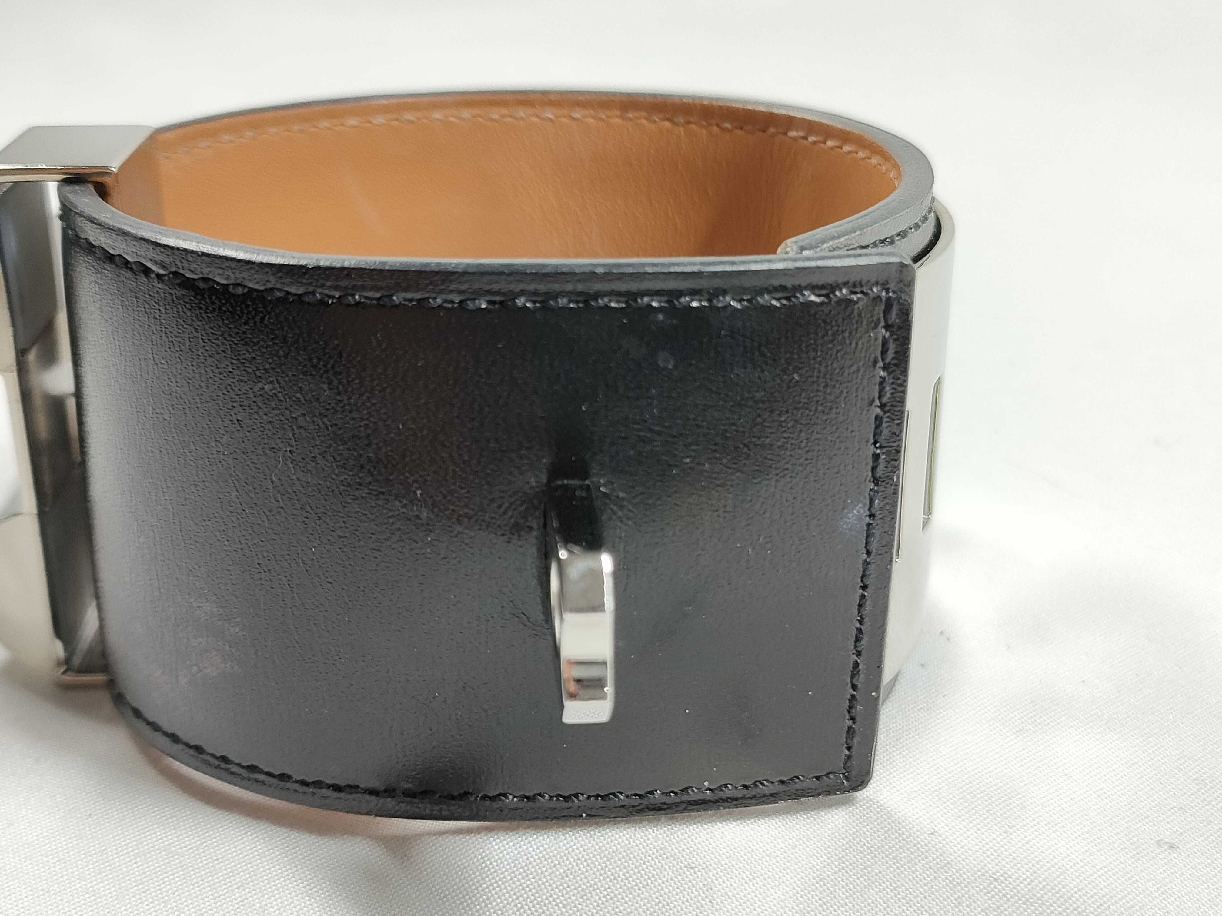Collier de Chien Bracelet/Bangle, Black with Silver Hardware, X Stamp — view 12