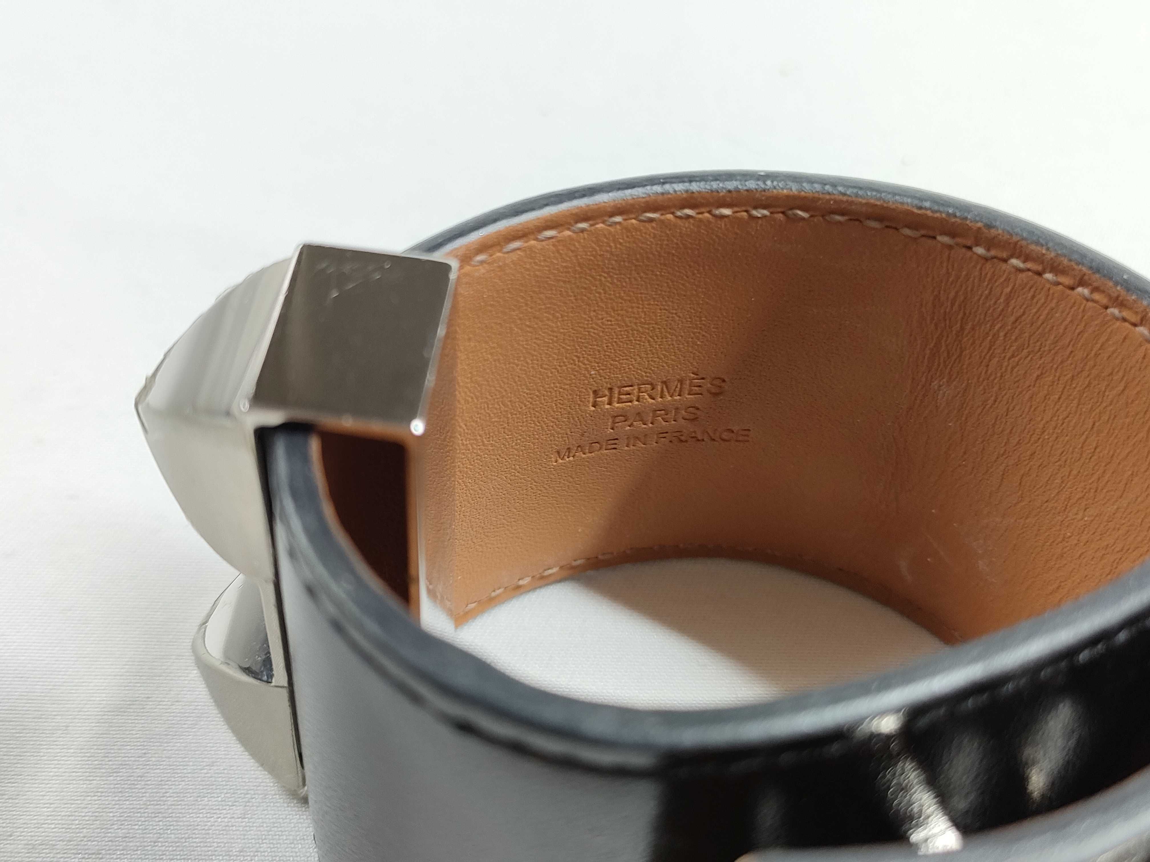 Collier de Chien Bracelet/Bangle, Black with Silver Hardware, X Stamp — view 3