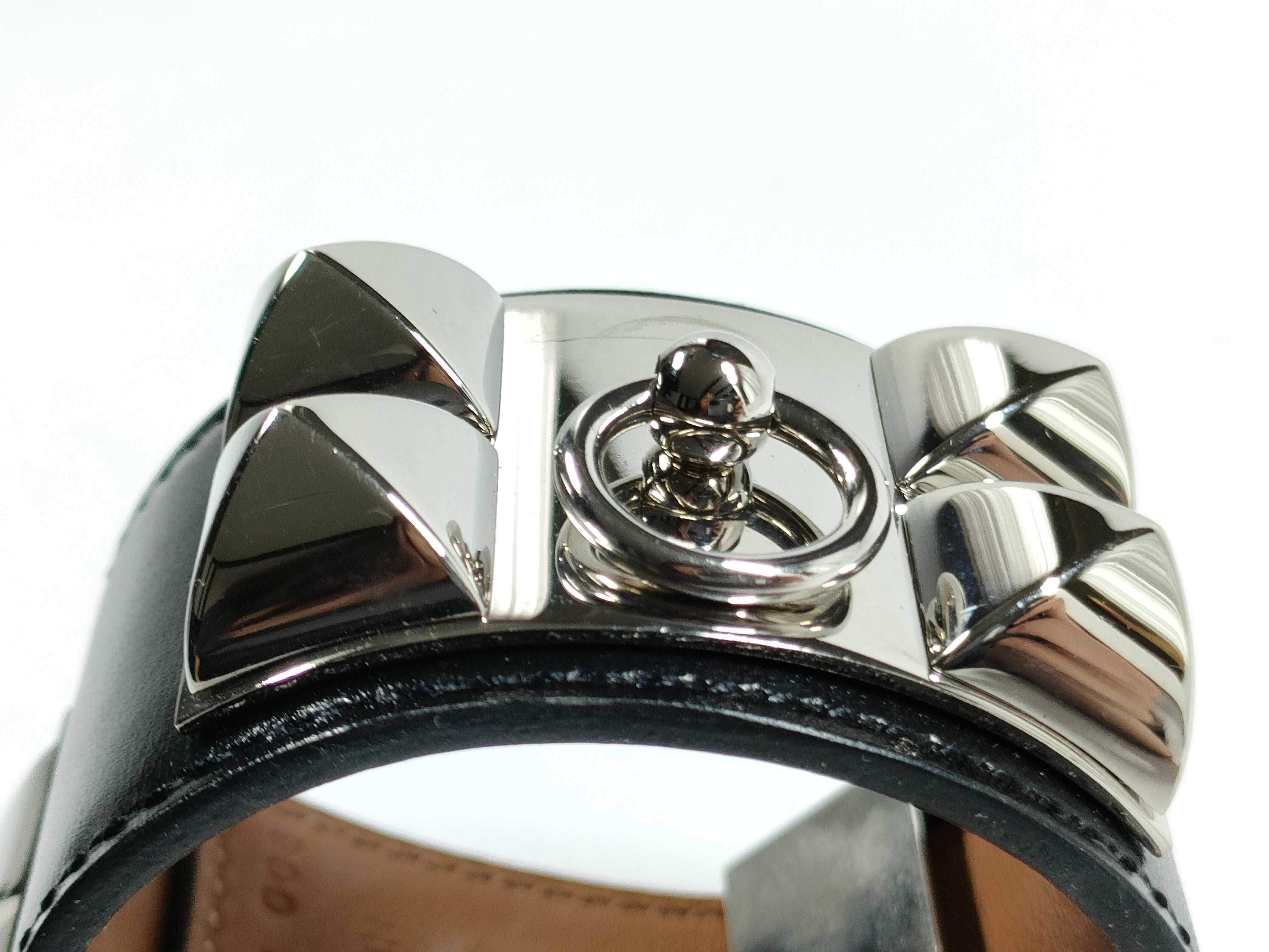 Collier de Chien Bracelet/Bangle, Black with Silver Hardware, X Stamp — view 9