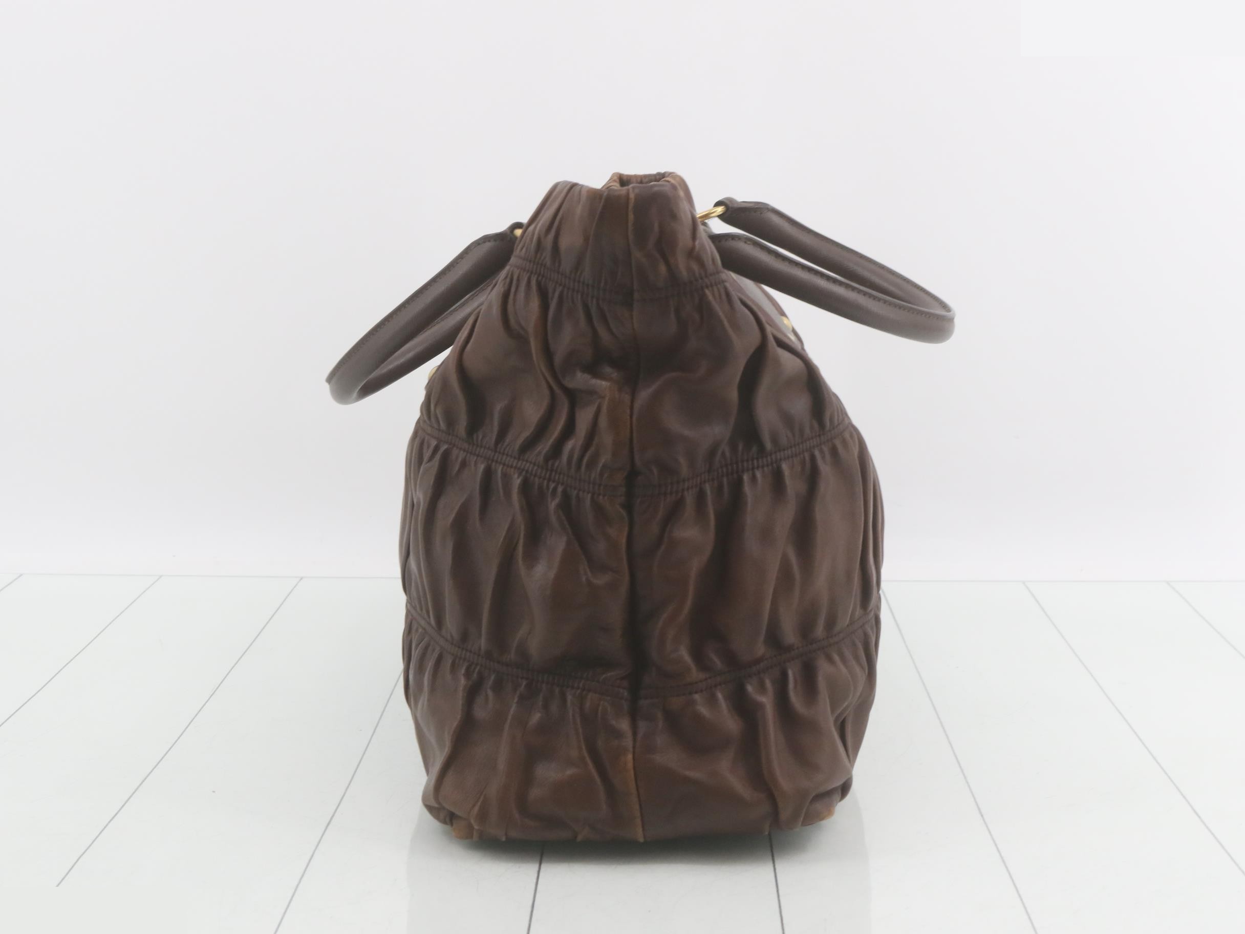 Nappa Gaufre Tote Bag, Brown — view 3