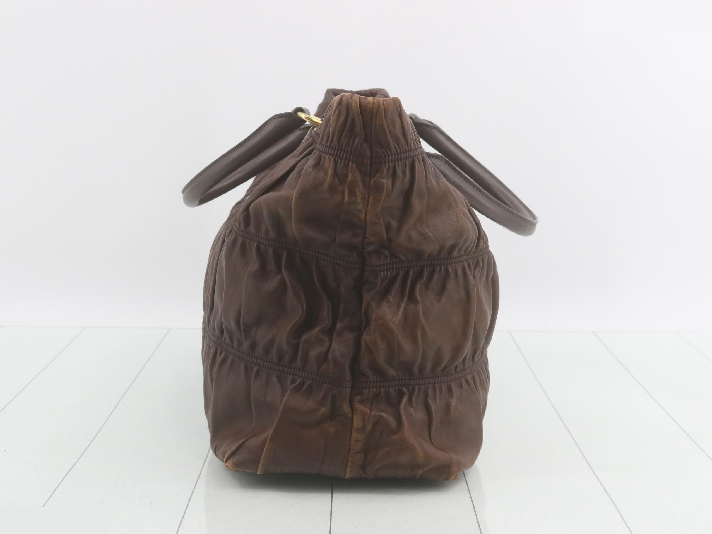 Nappa Gaufre Tote Bag, Brown — view 4