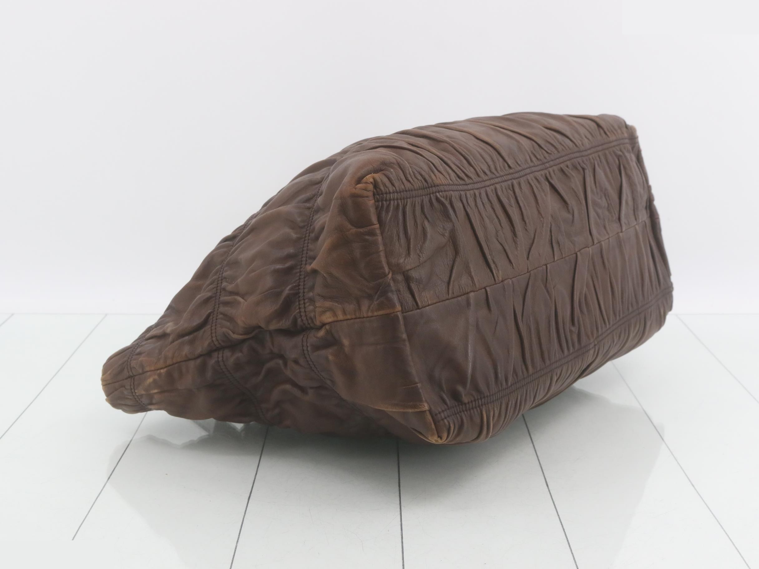 Nappa Gaufre Tote Bag, Brown — view 5