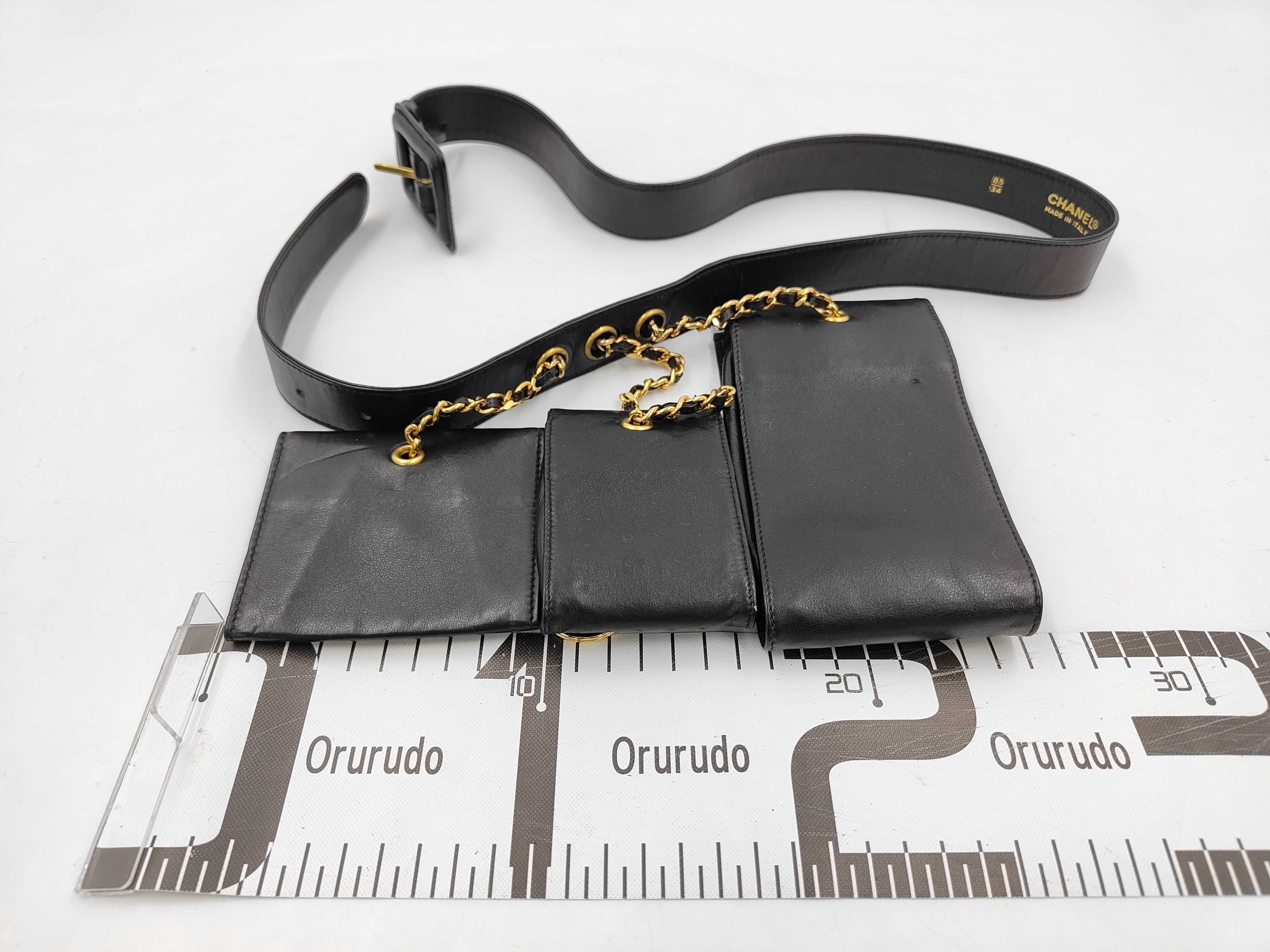 Triple Pouch Belt with Coco Mark - Black Belt — view 2