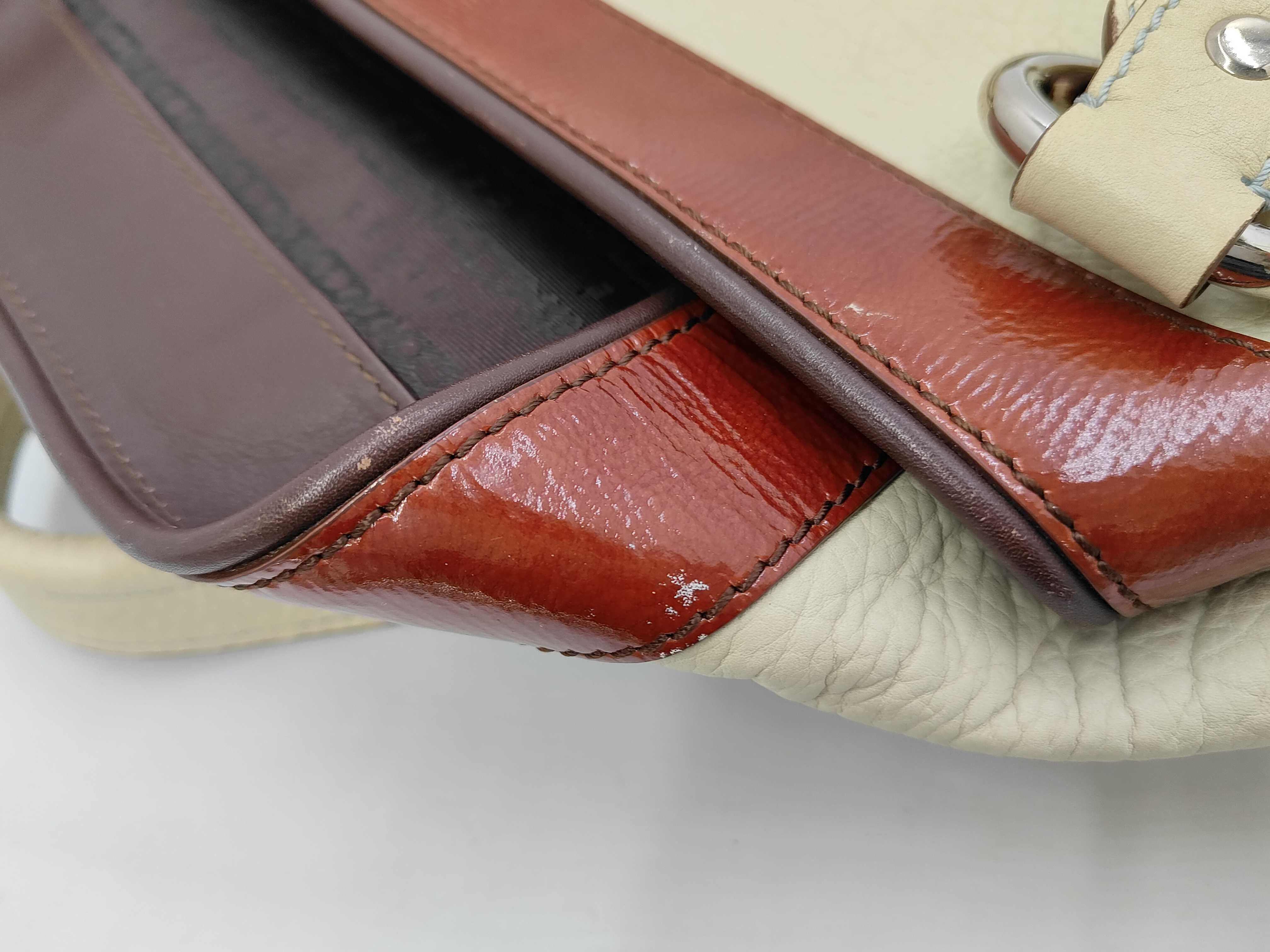 Tote Bag, Leather, Ivory x Brown — view 12