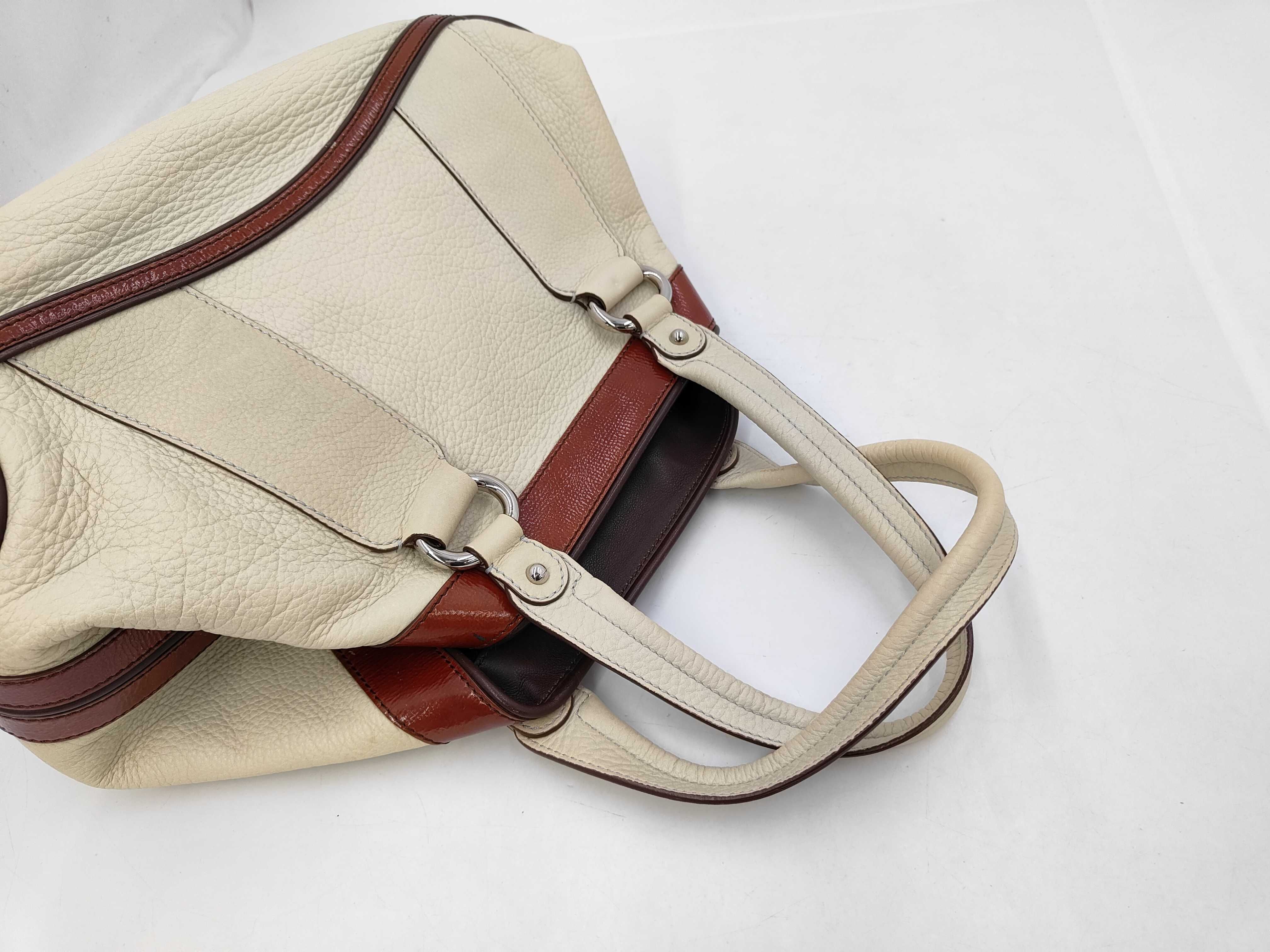 Tote Bag, Leather, Ivory x Brown — view 5