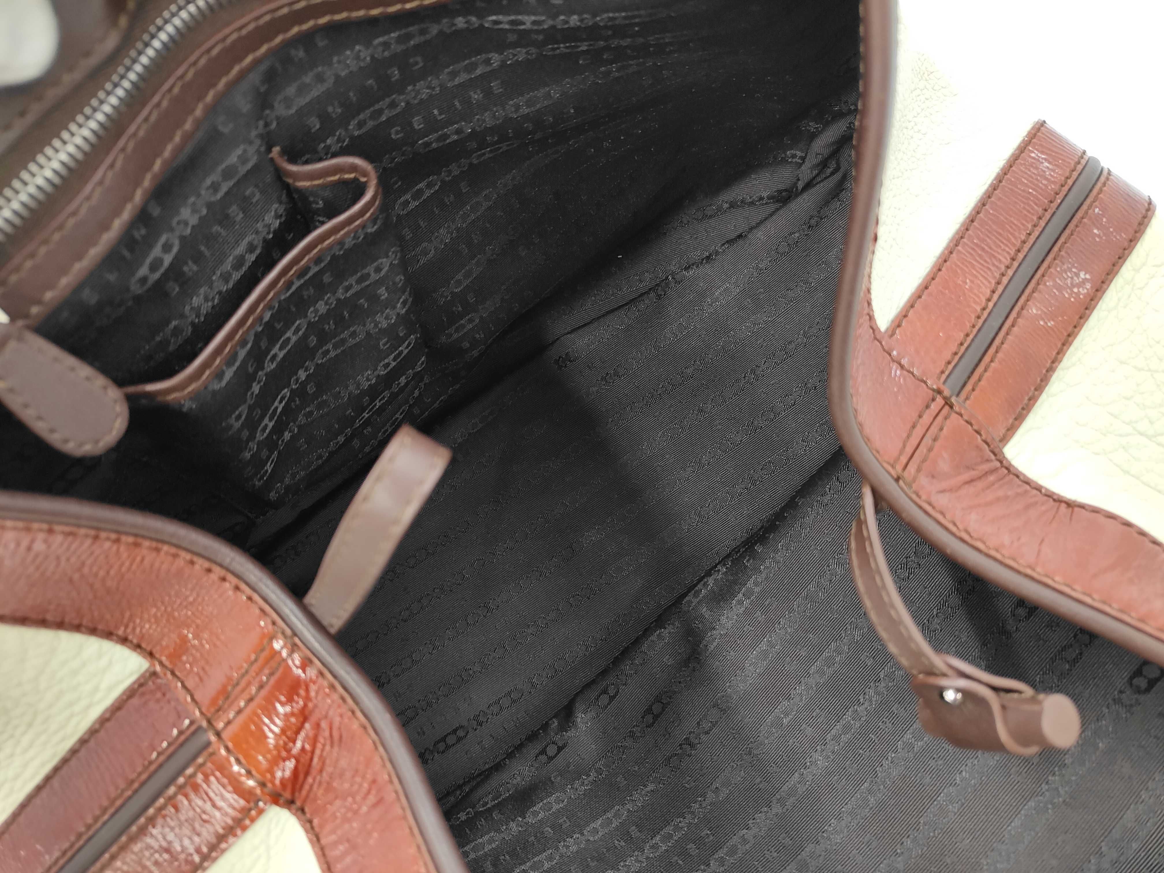 Tote Bag, Leather, Ivory x Brown — view 9
