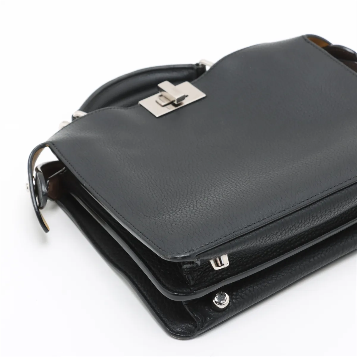 Peekaboo Ic You Small Leather 2WAY Handbag Black 7VA530 Pouch Dirty — view 4