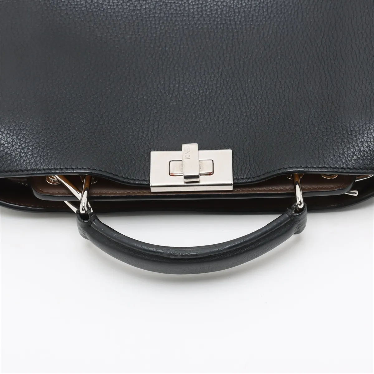 Peekaboo Ic You Small Leather 2WAY Handbag Black 7VA530 Pouch Dirty — view 5