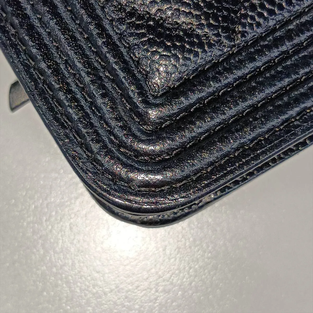 Boy Chanel Caviar Skin Chain Wallet, Black with Gold Hardware, EKK3LJ98, Random Plate — view 11