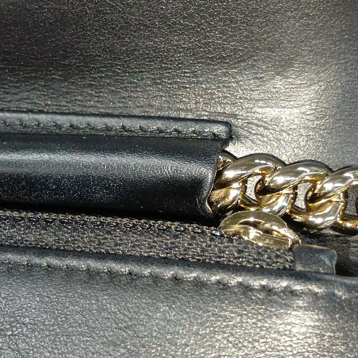 Boy Chanel Caviar Skin Chain Wallet, Black with Gold Hardware, EKK3LJ98, Random Plate — view 14