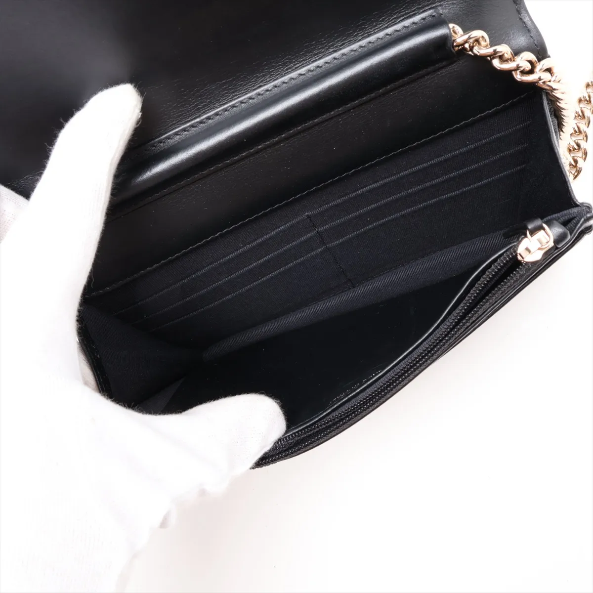 Boy Chanel Caviar Skin Chain Wallet, Black with Gold Hardware, EKK3LJ98, Random Plate — view 6