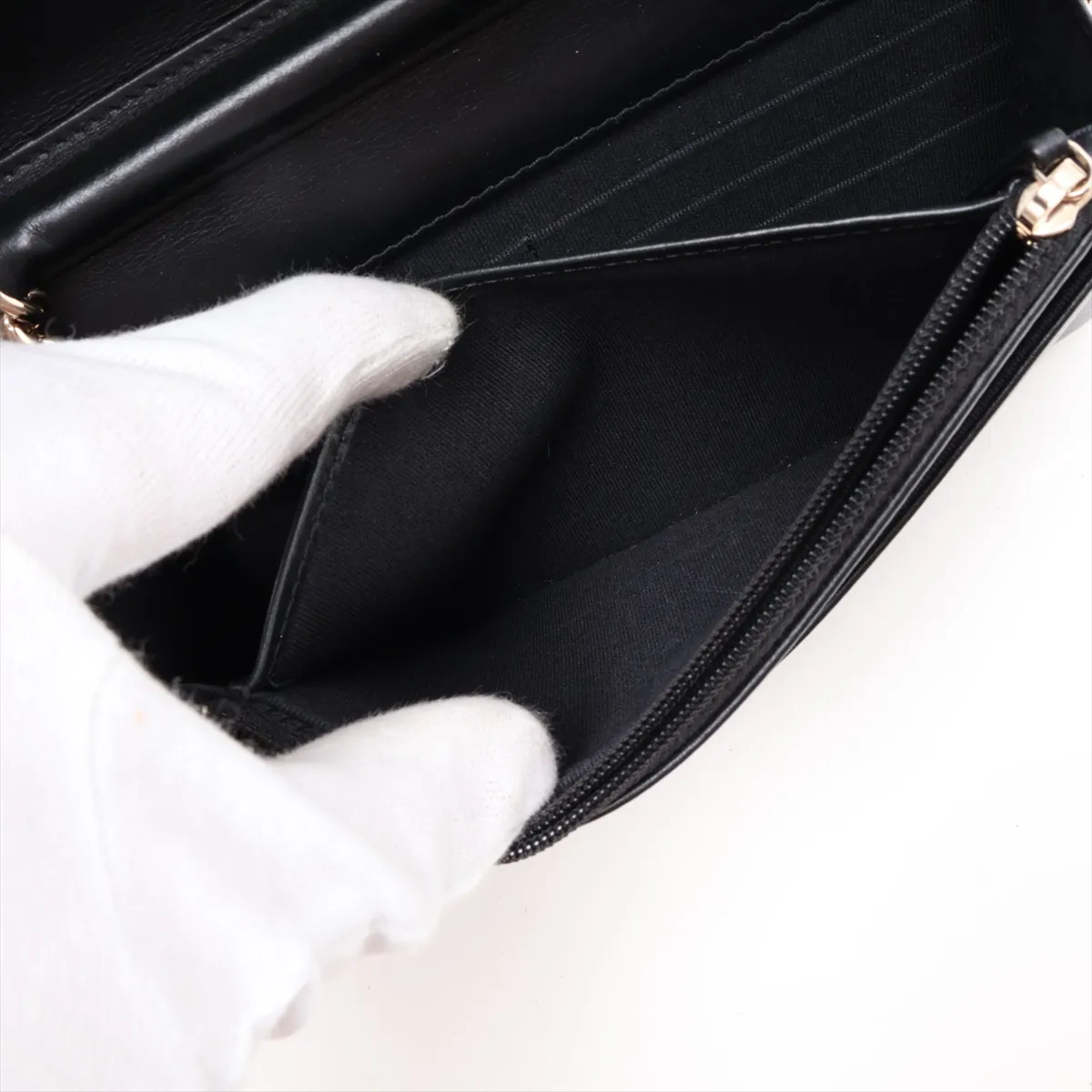 Boy Chanel Caviar Skin Chain Wallet, Black with Gold Hardware, EKK3LJ98, Random Plate — view 7