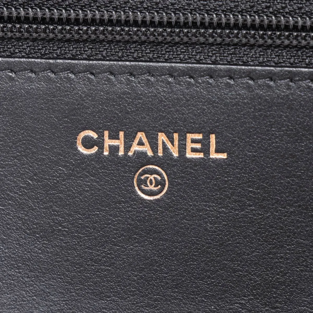 Boy Chanel Caviar Skin Chain Wallet, Black with Gold Hardware, EKK3LJ98, Random Plate — view 10