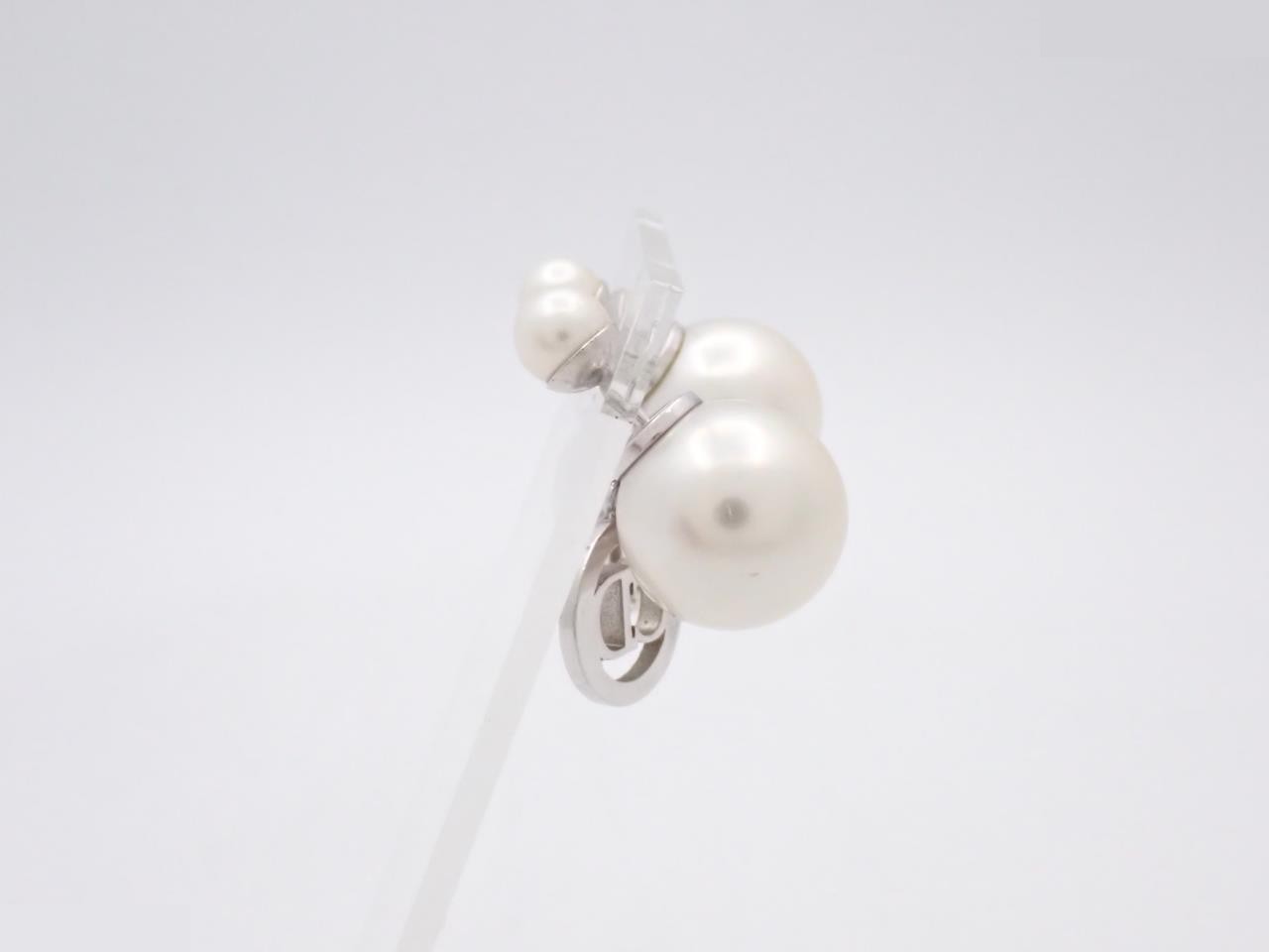 Faux pearl logo rhinestone earrings — view 3