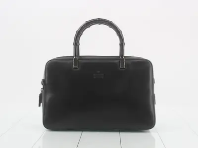 Bamboo Leather Handbag with Shoulder Strap, Box Included