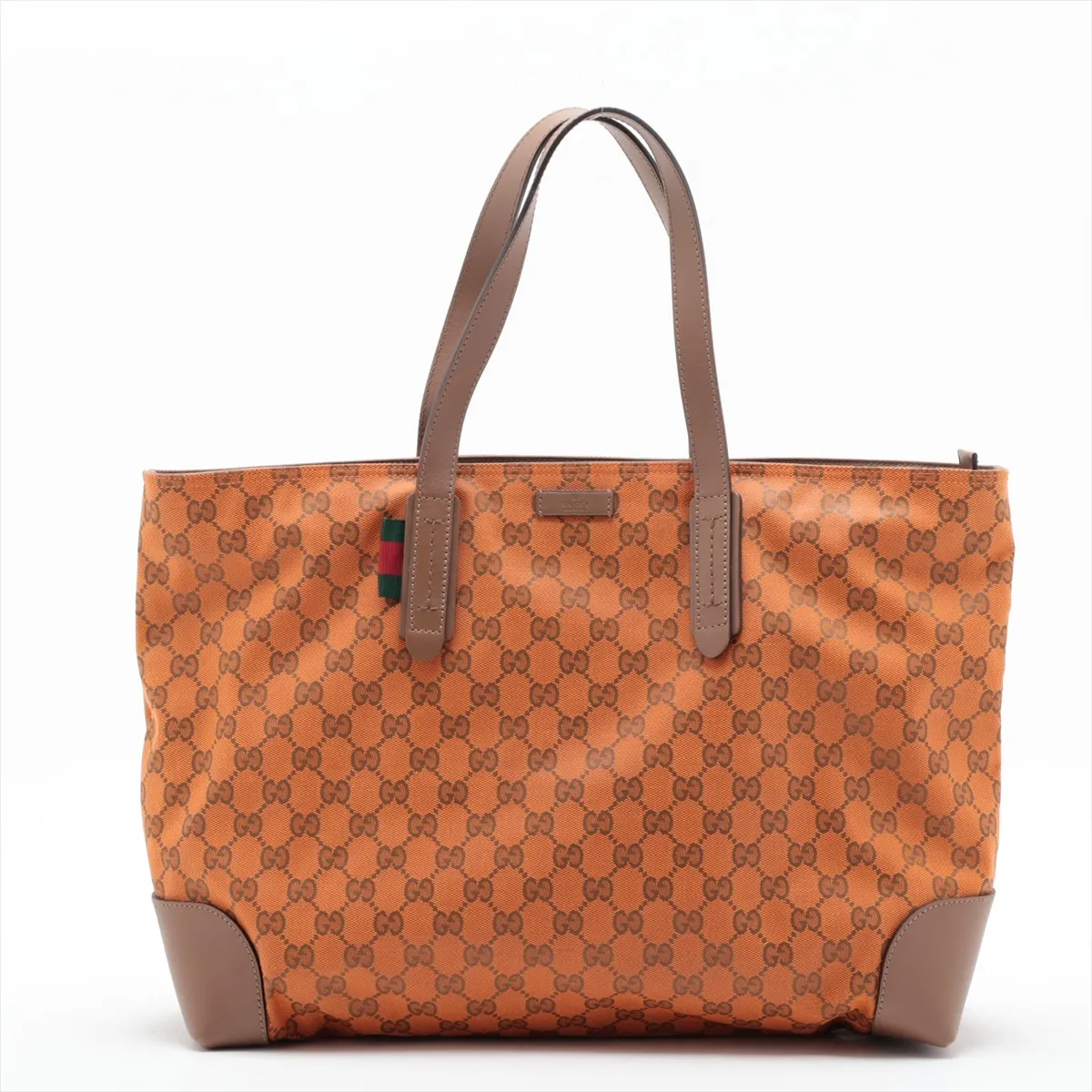 GG Canvas 308928 Canvas x Leather Tote Bag Orange