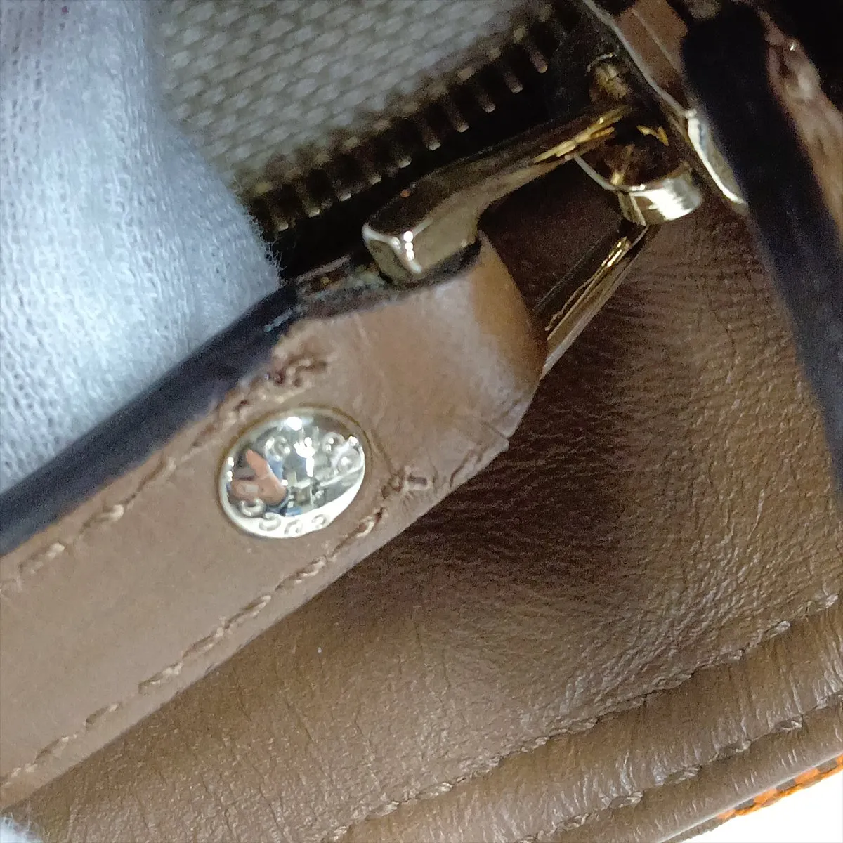 GG Canvas 308928 Canvas x Leather Tote Bag Orange — view 15