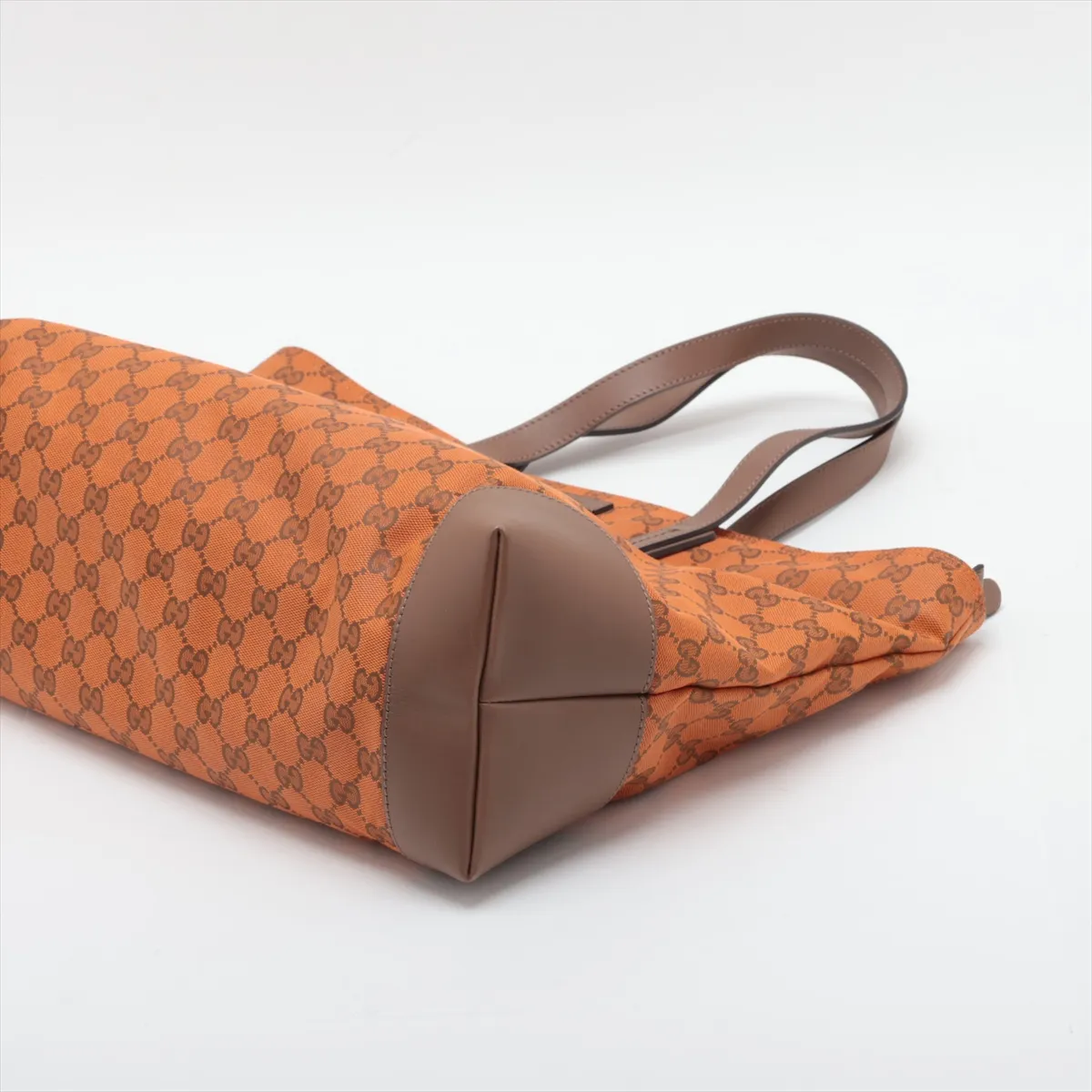 GG Canvas 308928 Canvas x Leather Tote Bag Orange — view 3