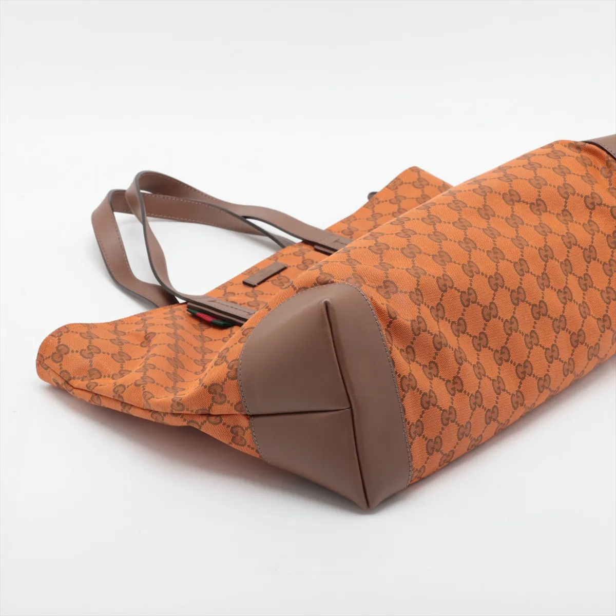 GG Canvas 308928 Canvas x Leather Tote Bag Orange — view 4