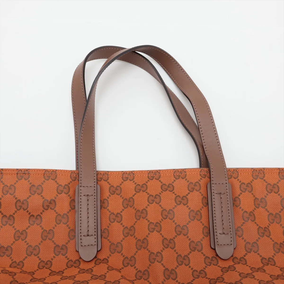 GG Canvas 308928 Canvas x Leather Tote Bag Orange — view 6