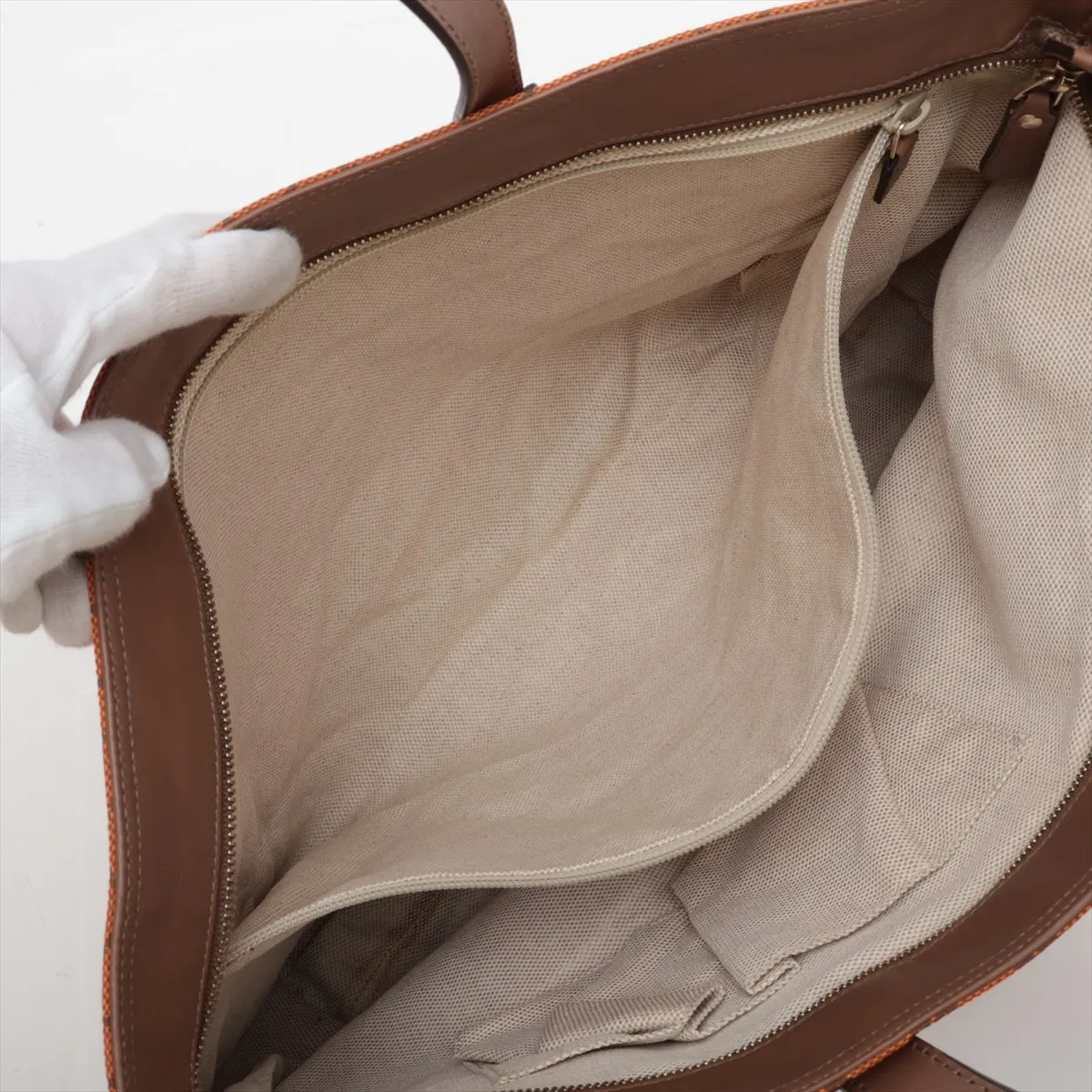 GG Canvas 308928 Canvas x Leather Tote Bag Orange — view 8