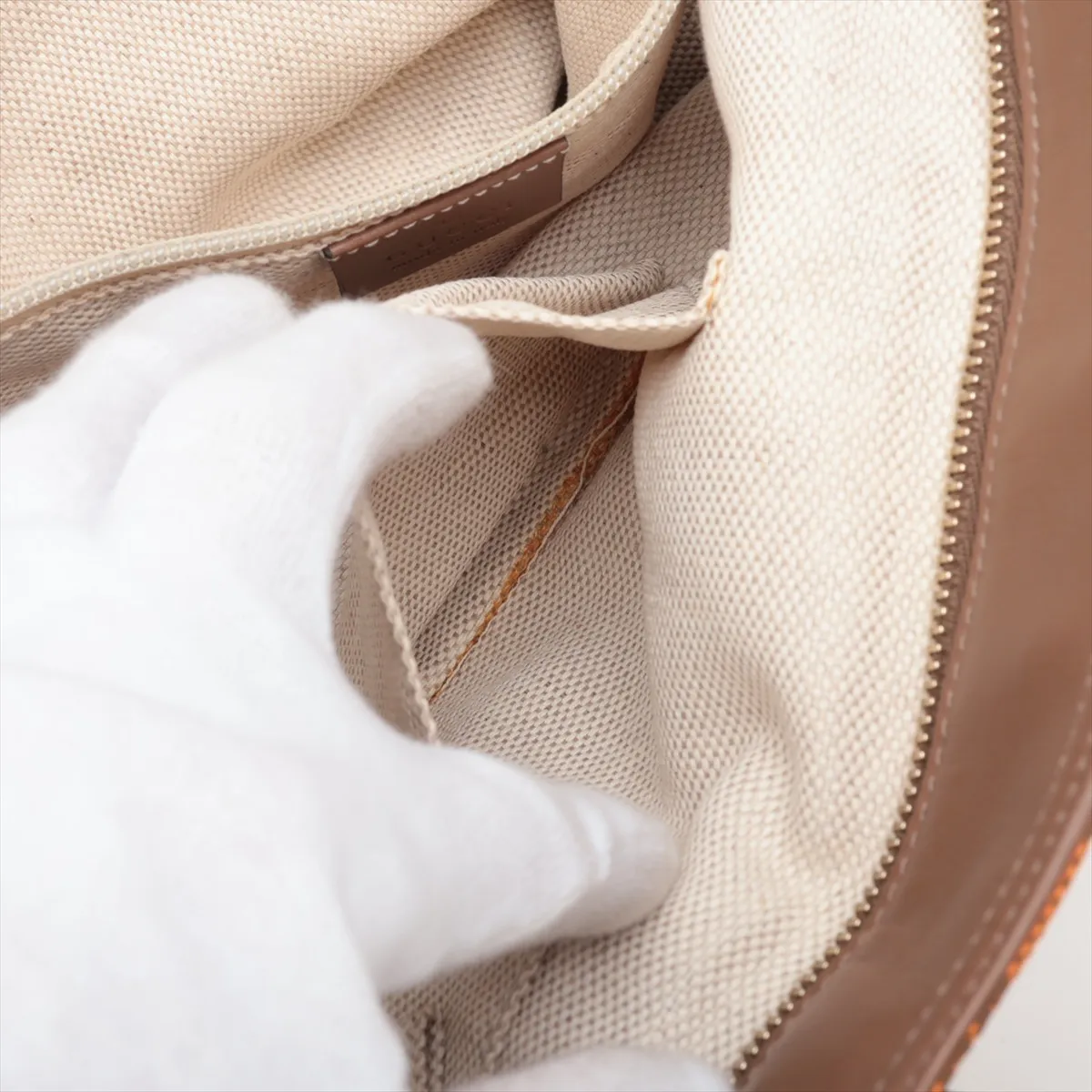 GG Canvas 308928 Canvas x Leather Tote Bag Orange — view 9