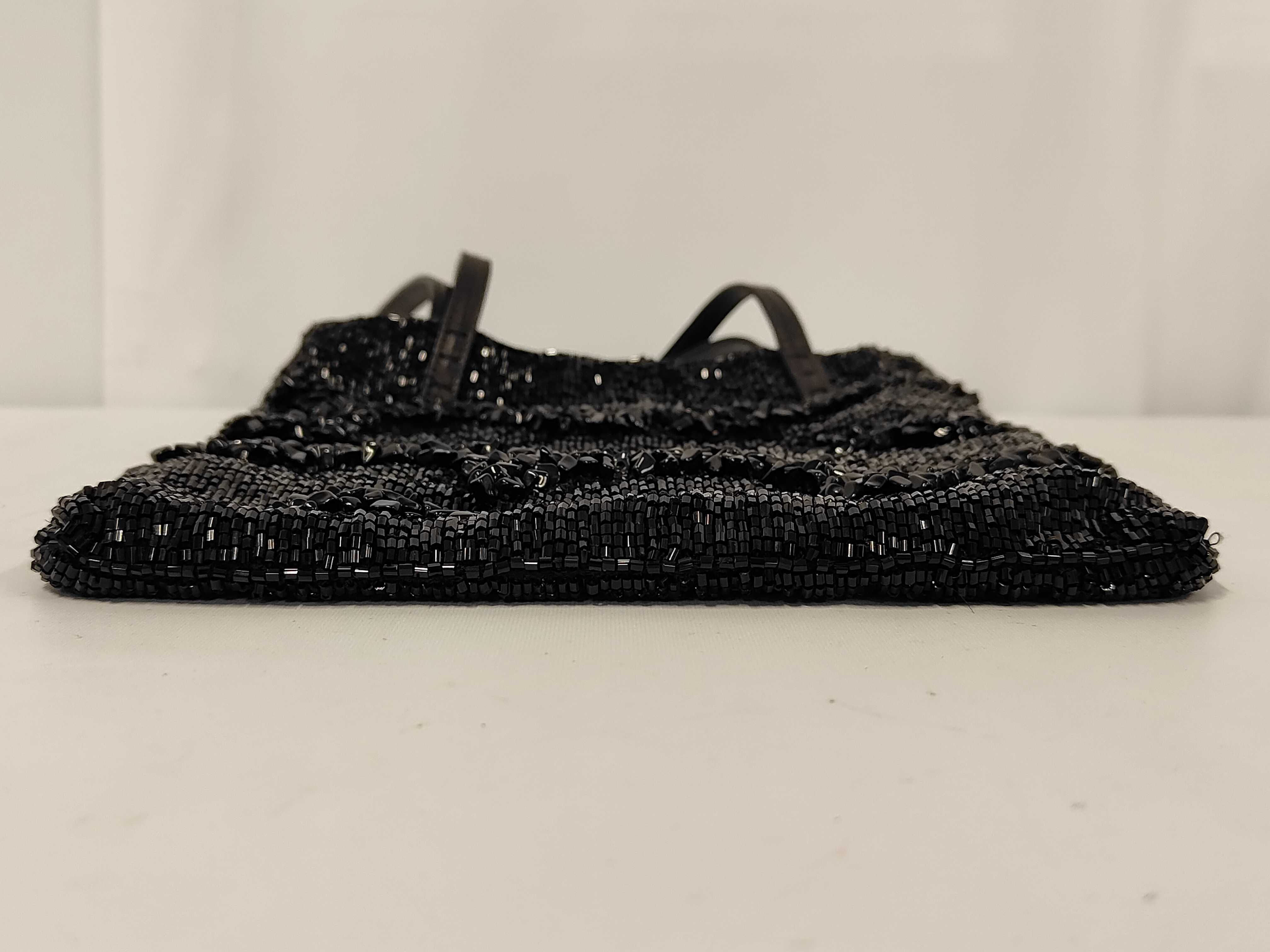 Beaded Sequin Tote Bag, Black, Shoulder Bag, Tote Bag — view 7