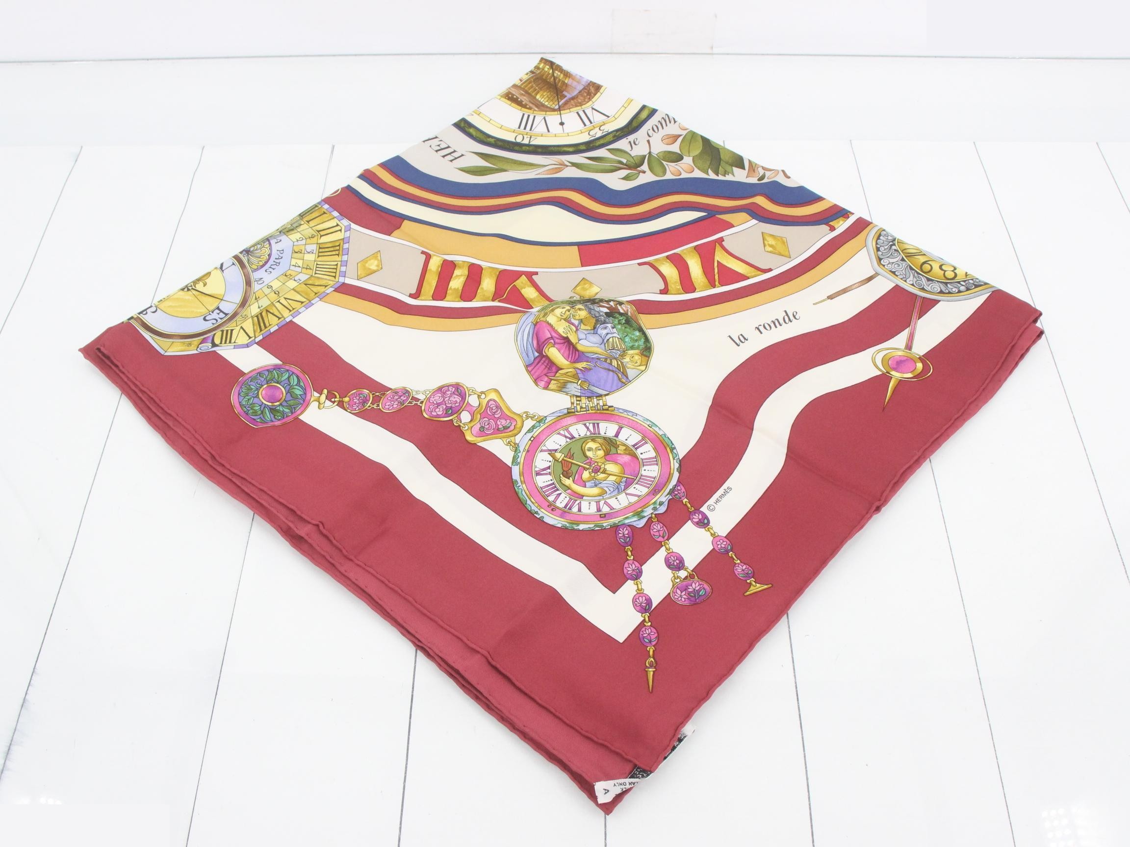Carre 90 "La Ronde des Heures" (The Rondo of Time) Silk Scarf — view 2