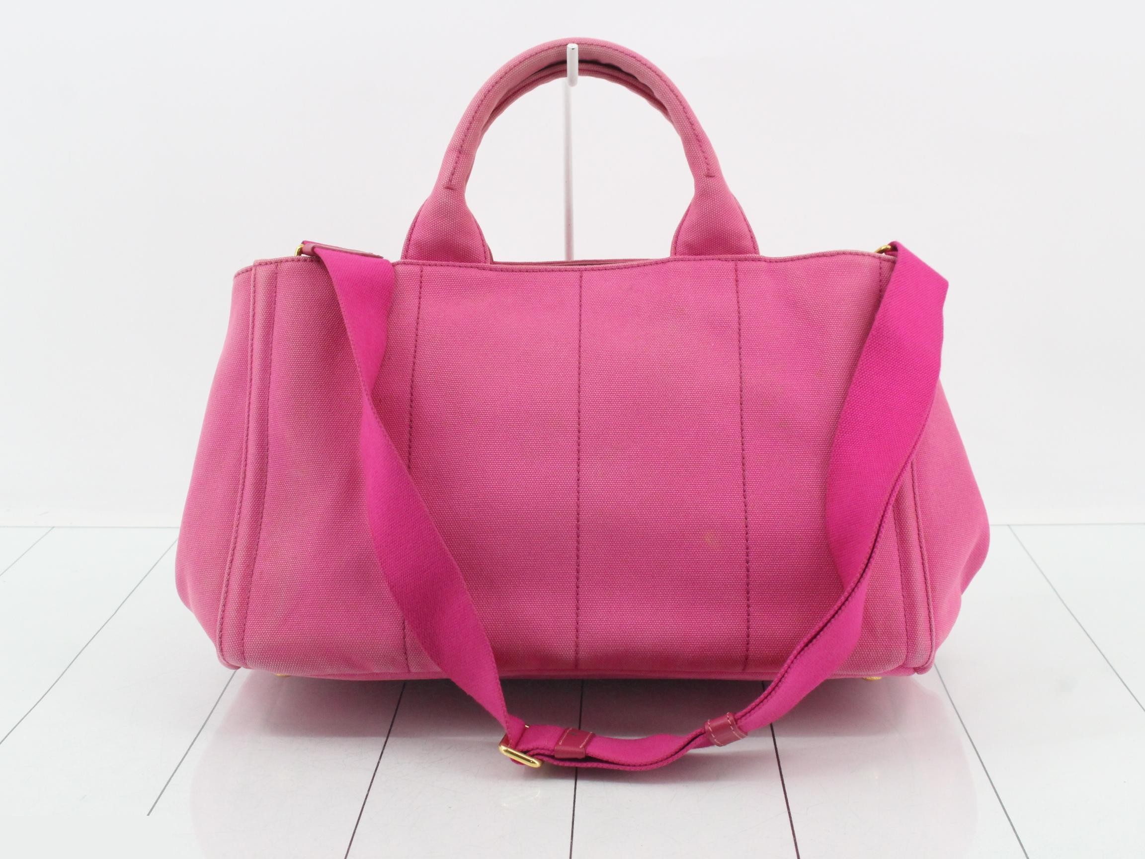 Denim Canapa 2-way tote bag with beaded studs, pink, gold hardware. — view 2