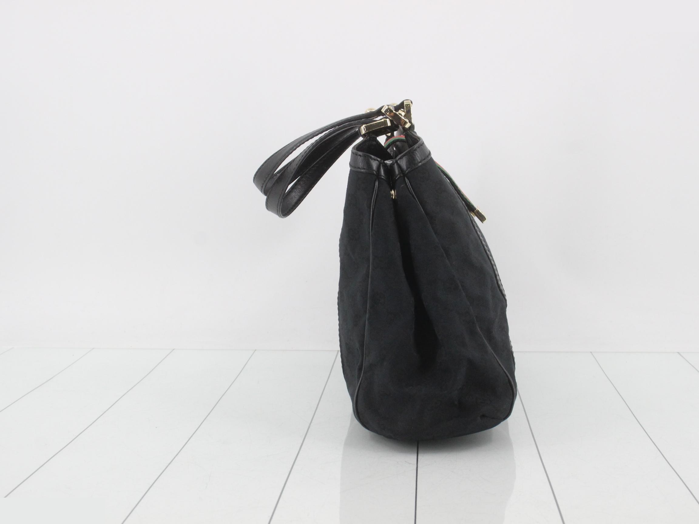 233609 Tote Bag, Sherry Line, GG Canvas, Leather, Black — view 4