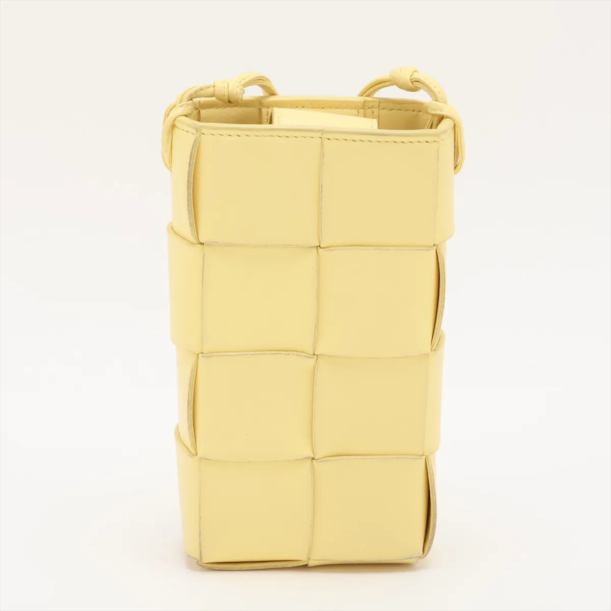 Maxi Intrecciato Cassette Leather Shoulder Bag, Yellow — view 2