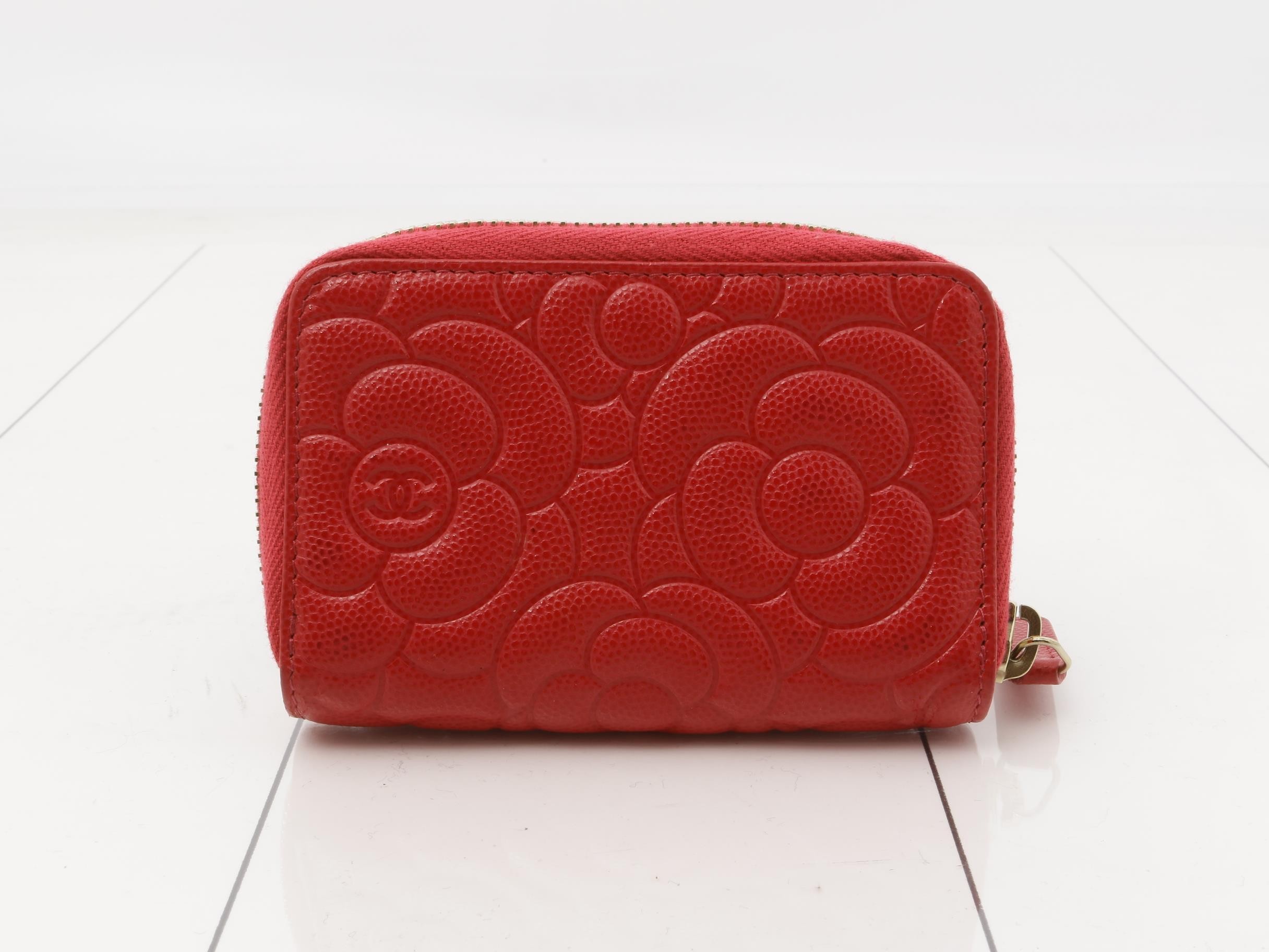 Camellia Coin Case, Caviar Leather, Pink — view 2