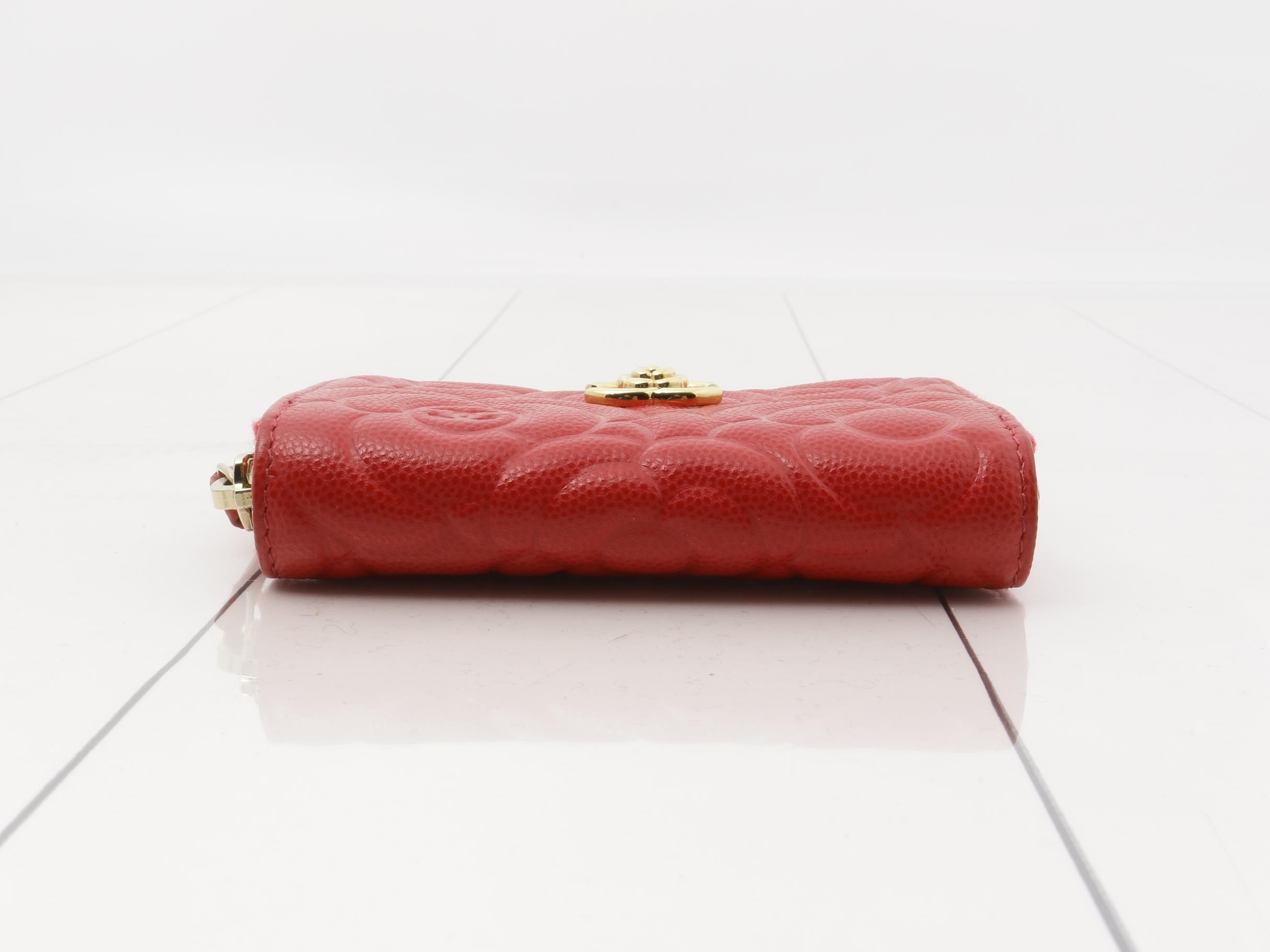 Camellia Coin Case, Caviar Leather, Pink — view 3