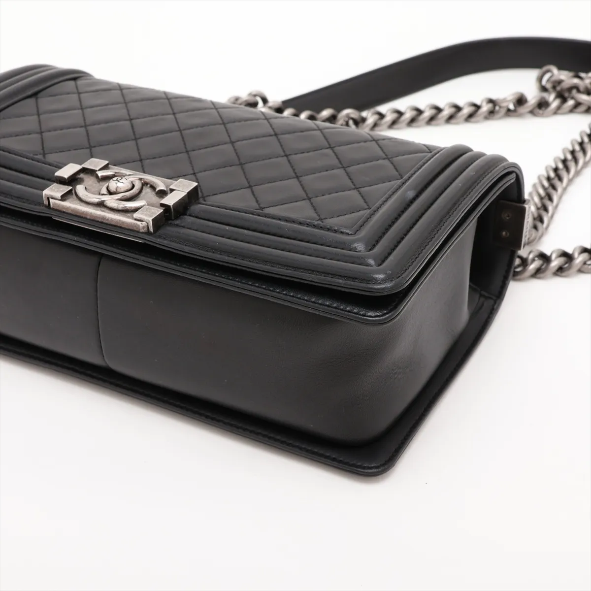 Boy Chanel 25 Lambskin Chain Shoulder Bag, Black with Gunmetal Hardware, Serial Number 16-series, A67086 — view 3