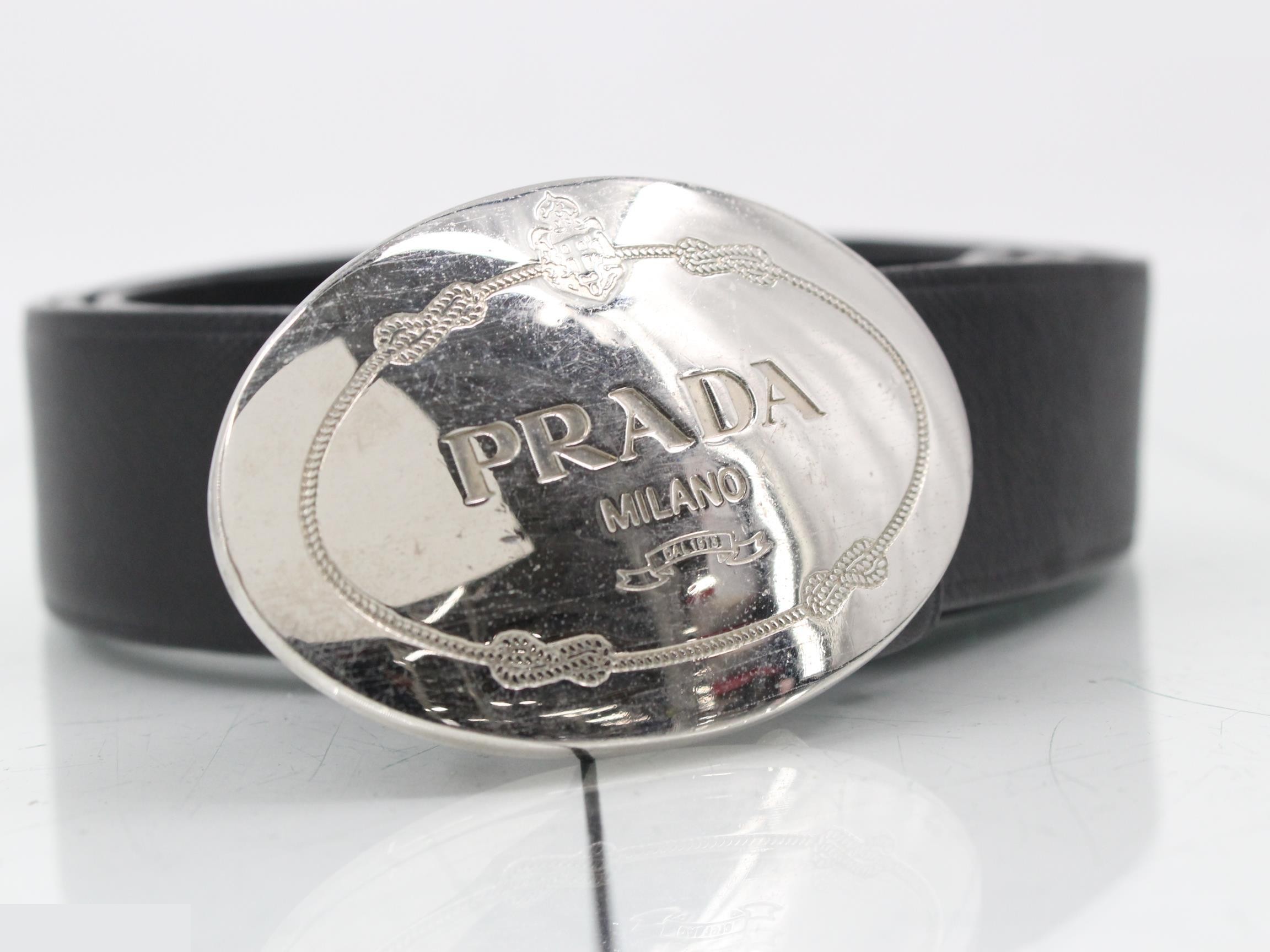 Saffiano leather belt, black, with logo buckle. — view 3