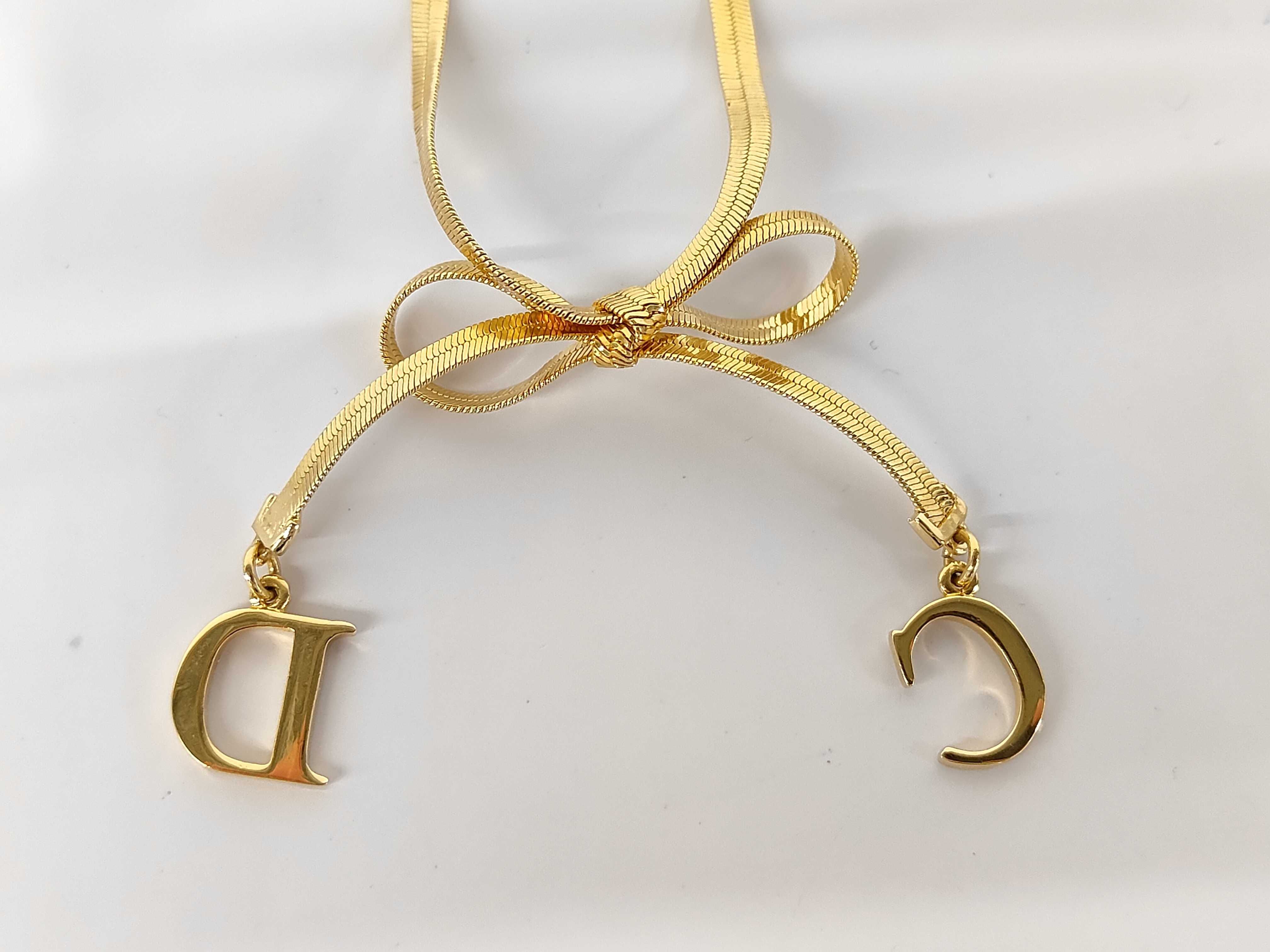 CD Logo Ribbon Gold Necklace — view 2