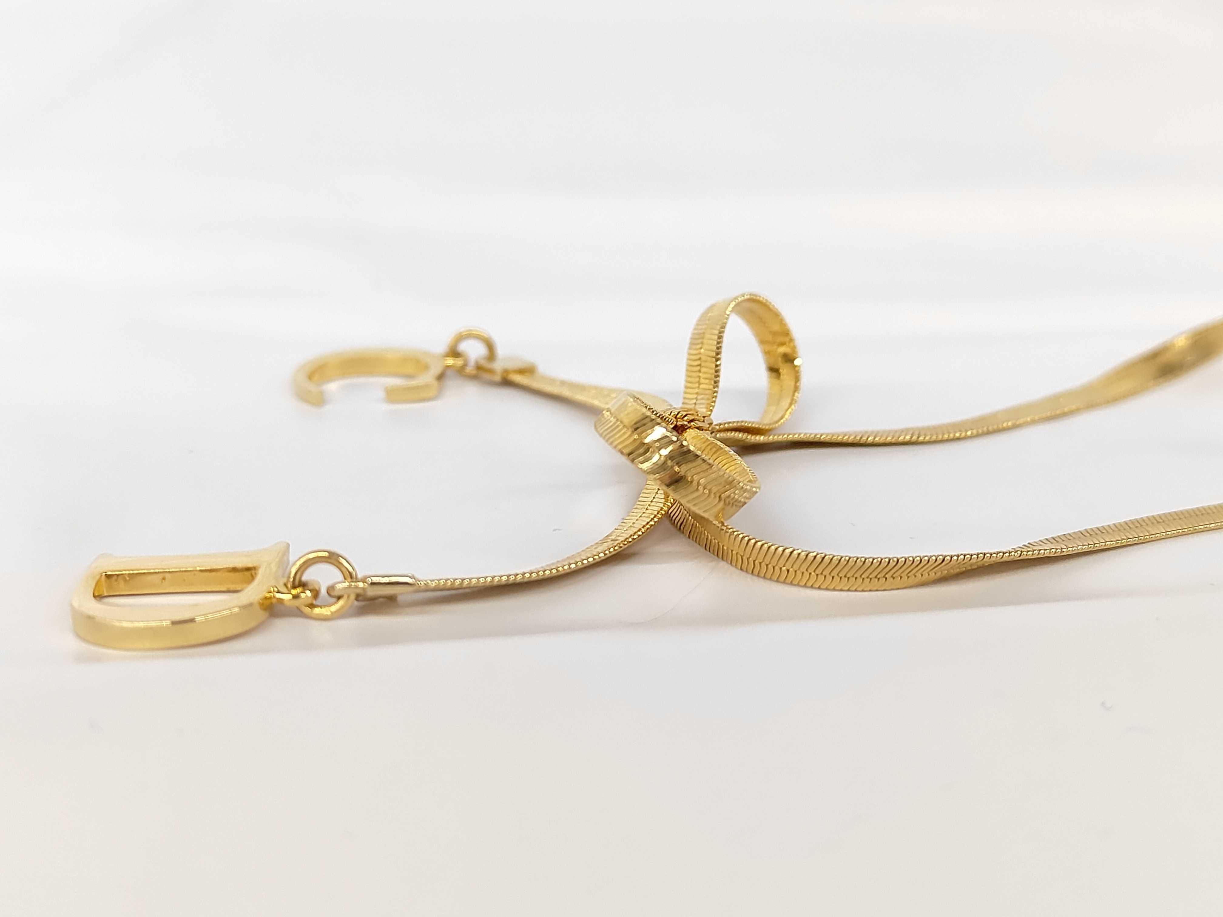 CD Logo Ribbon Gold Necklace — view 3