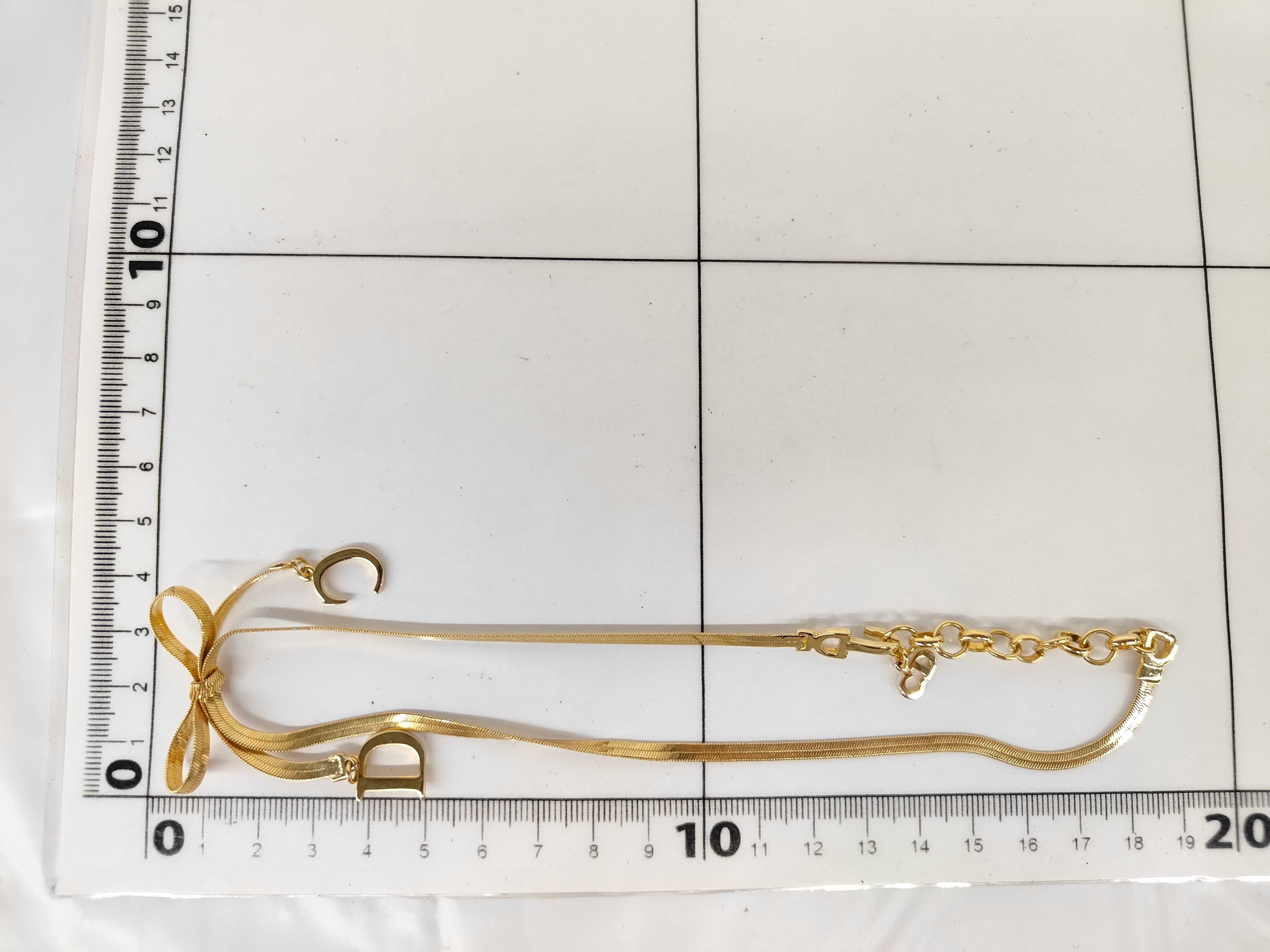 CD Logo Ribbon Gold Necklace — view 6