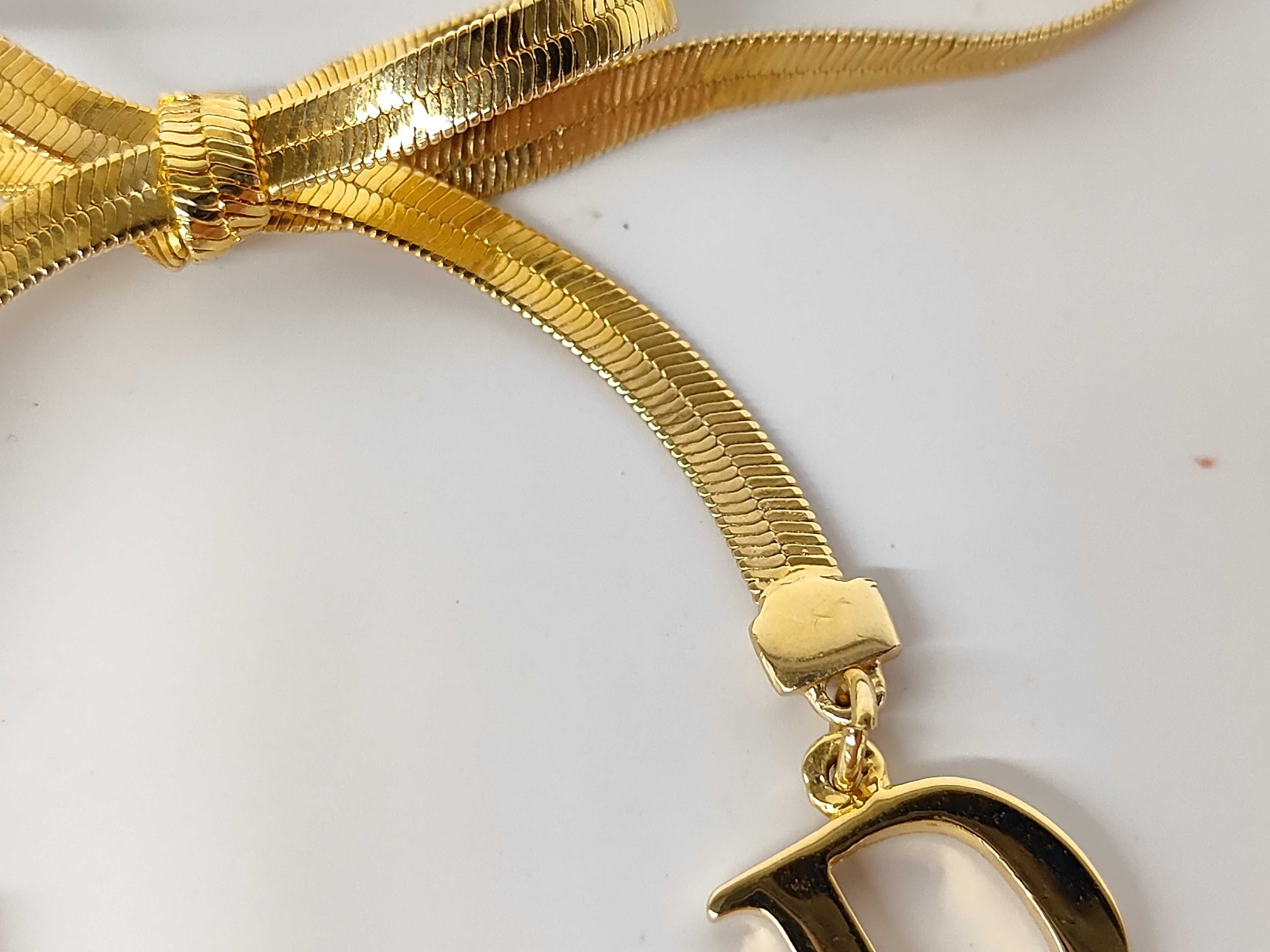 CD Logo Ribbon Gold Necklace — view 8