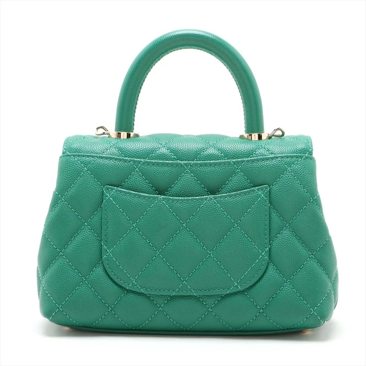 [Individually wrapped] Chanel Coco Handle 19 XXS Caviar Skin 2WAY Handbag Green Gold Hardware T6L16E6A Random Plate AS2215 — view 2