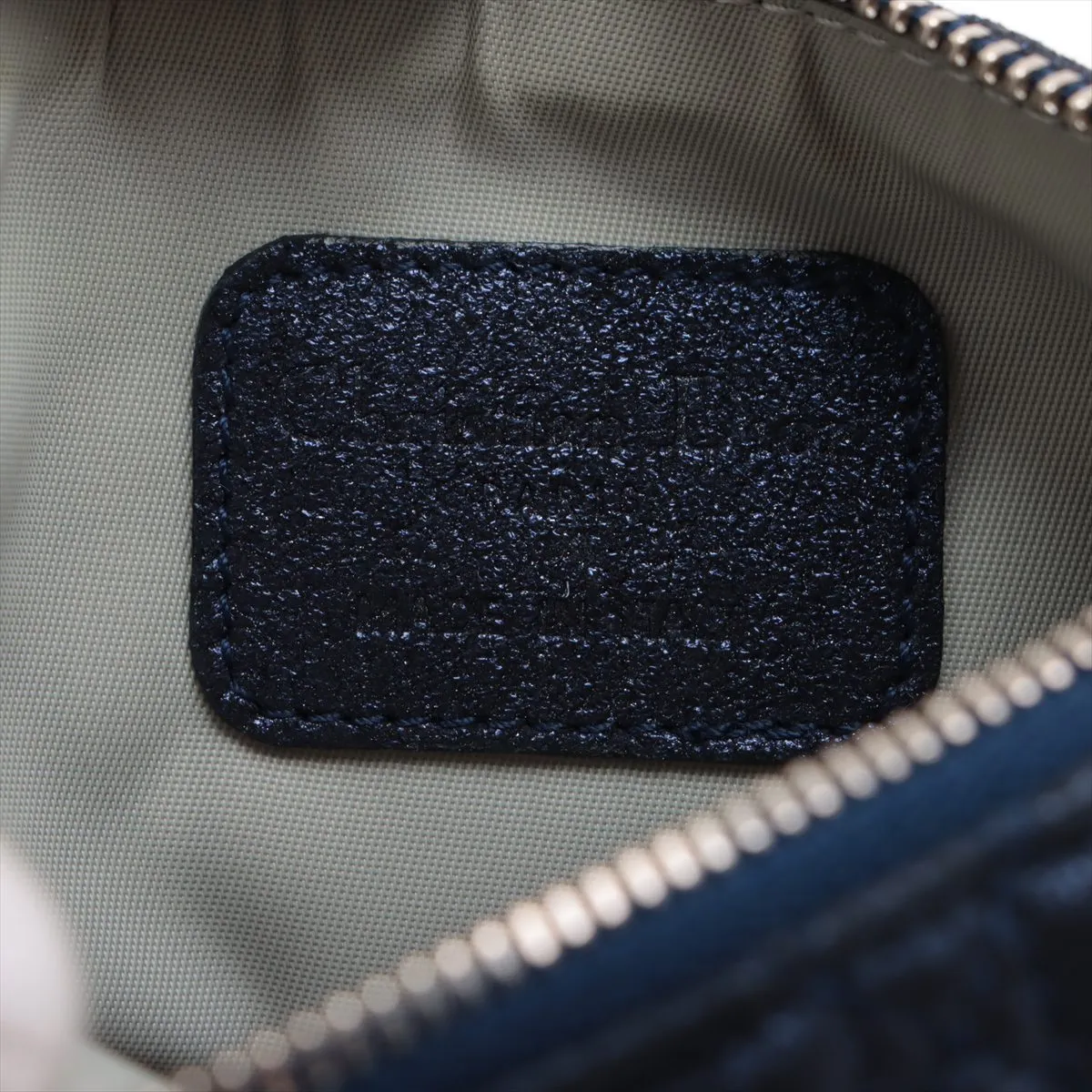 Cannage Coated Canvas Chain Shoulder Bag Navy — view 7