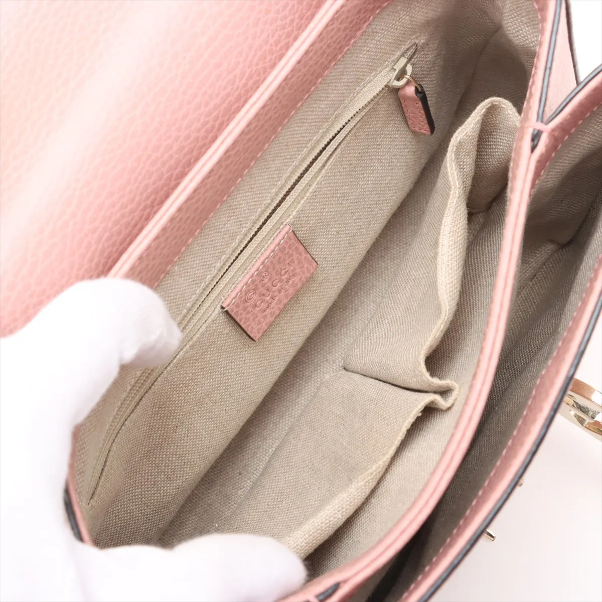 Interlocking G Leather 2WAY Handbag Pink 510302 Outlet — view 9