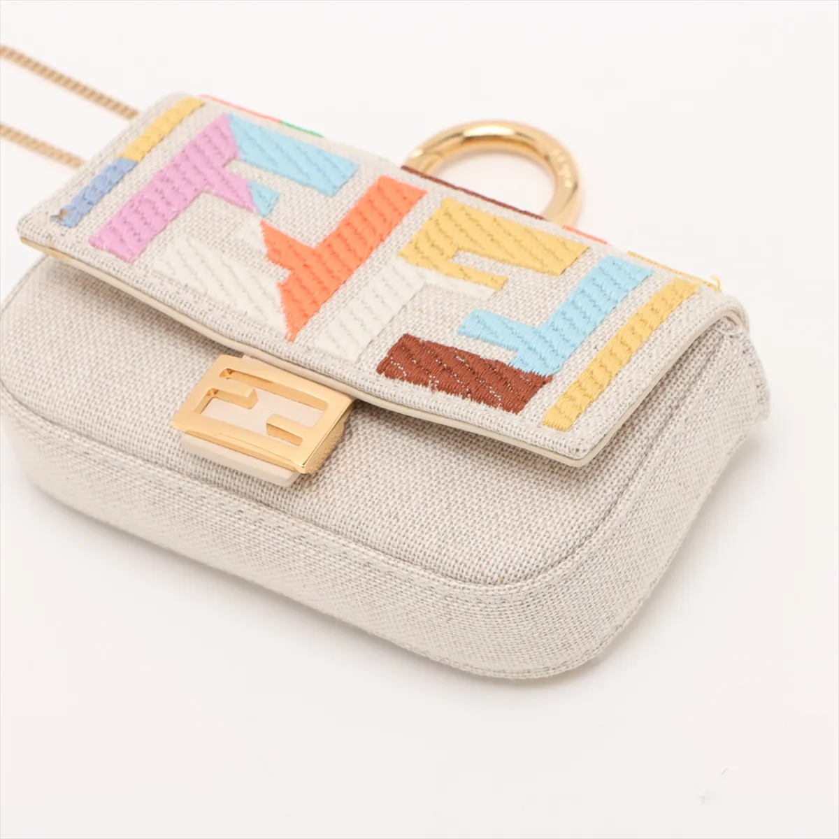 Zucca Nano Bucket Canvas Chain Shoulder Bag Beige 7AR844 — view 3